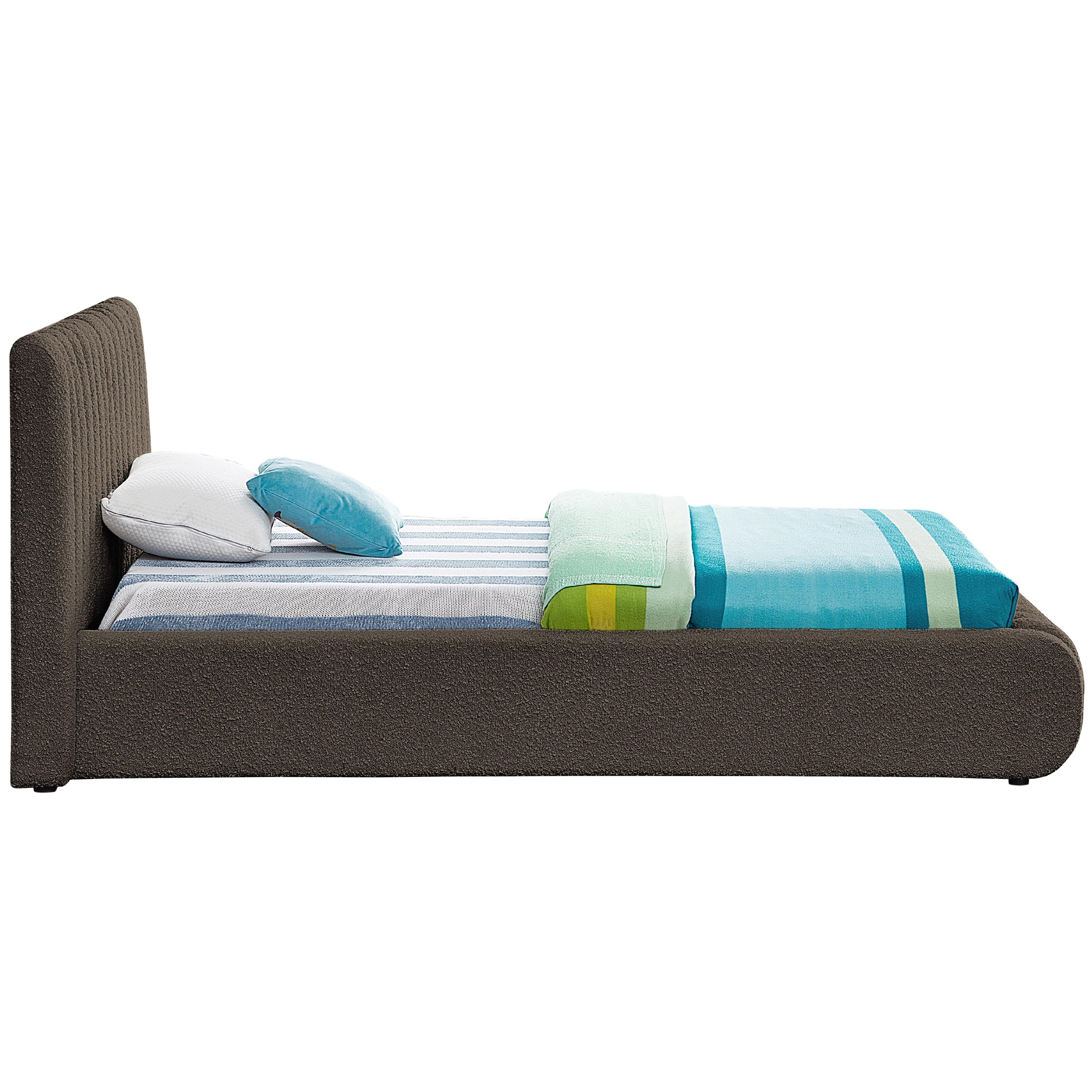 Meridian Nash Brown Boucle Fabric Twin Bed