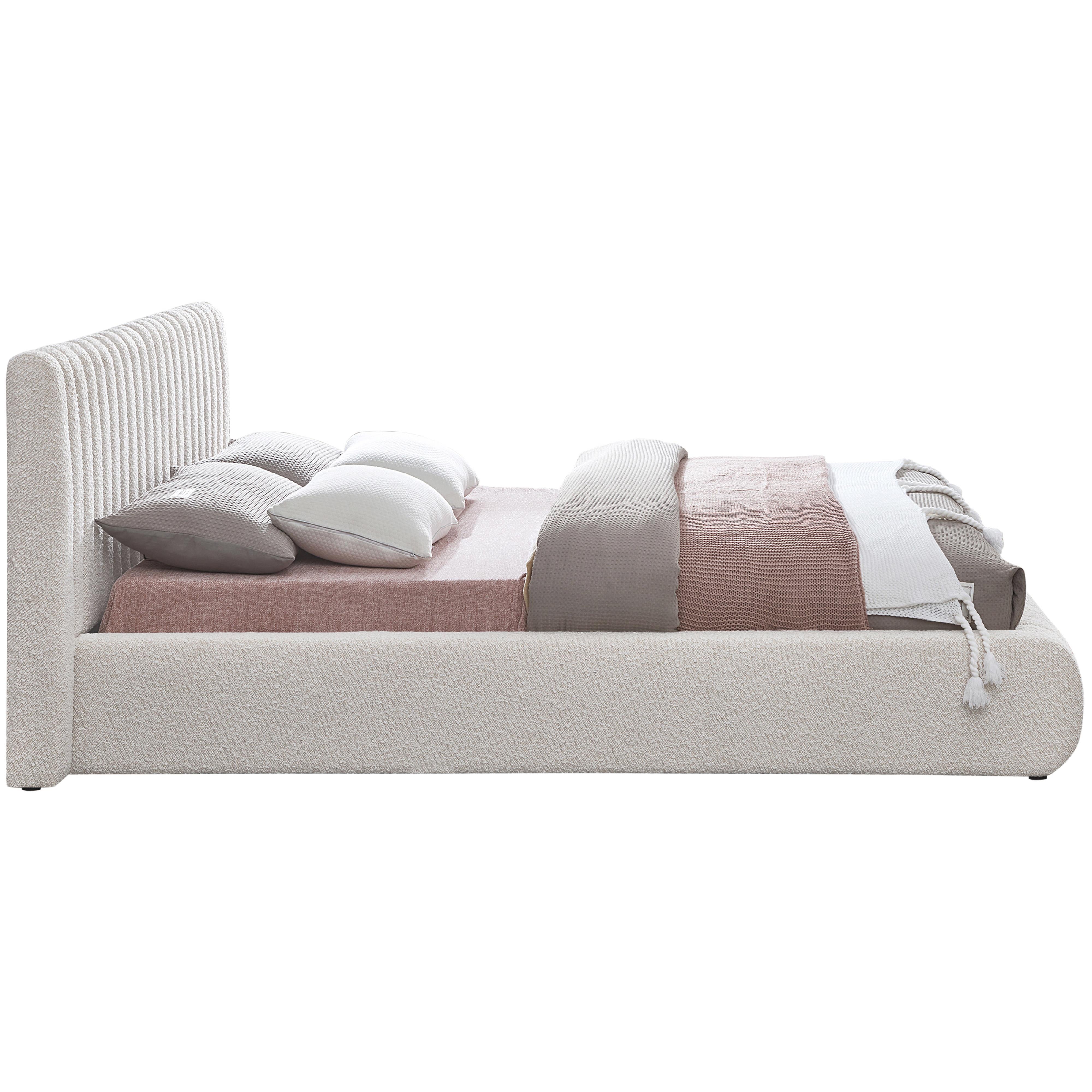 Meridian Nash Cream Boucle Fabric Full Bed