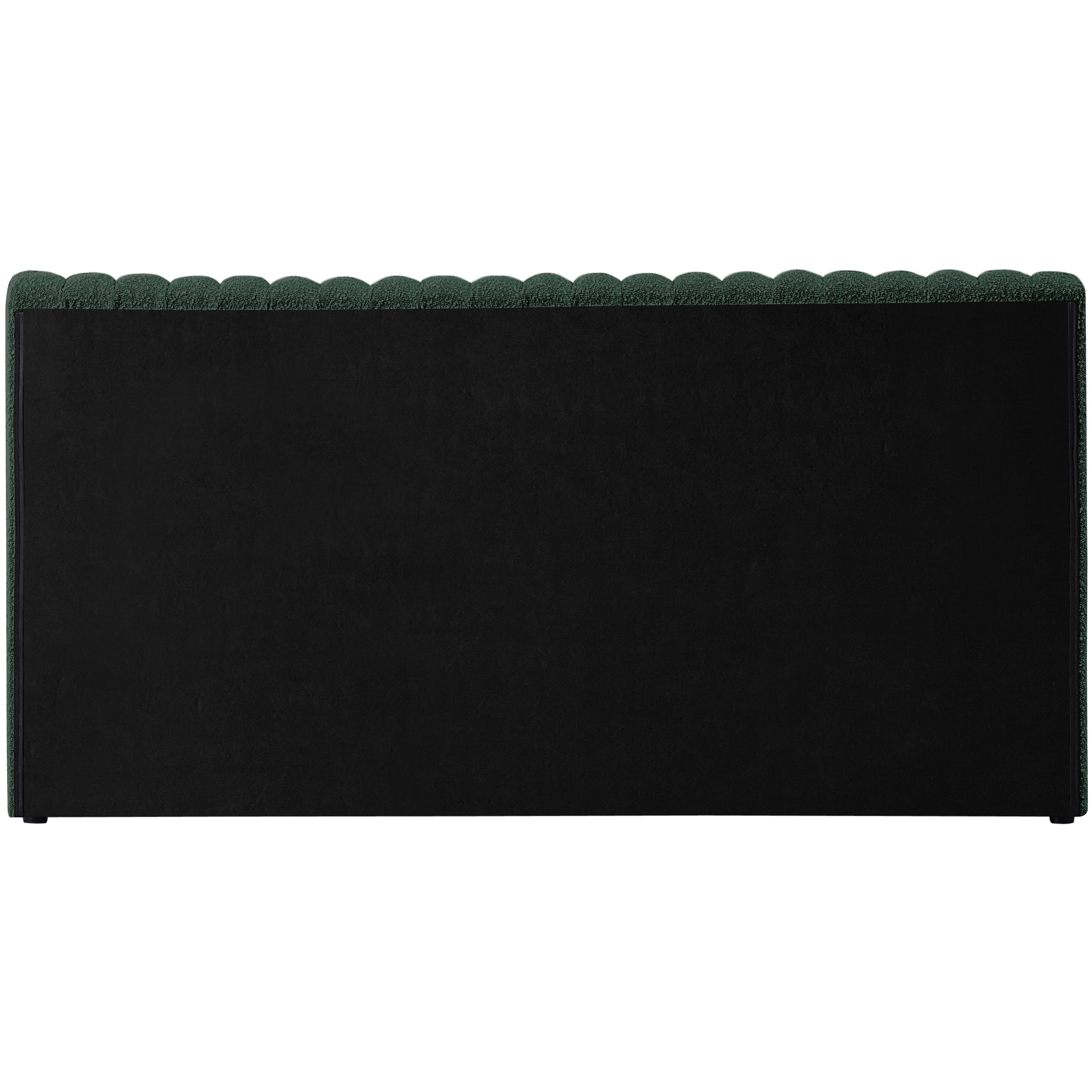 Meridian Nash Green Boucle Fabric Queen Bed