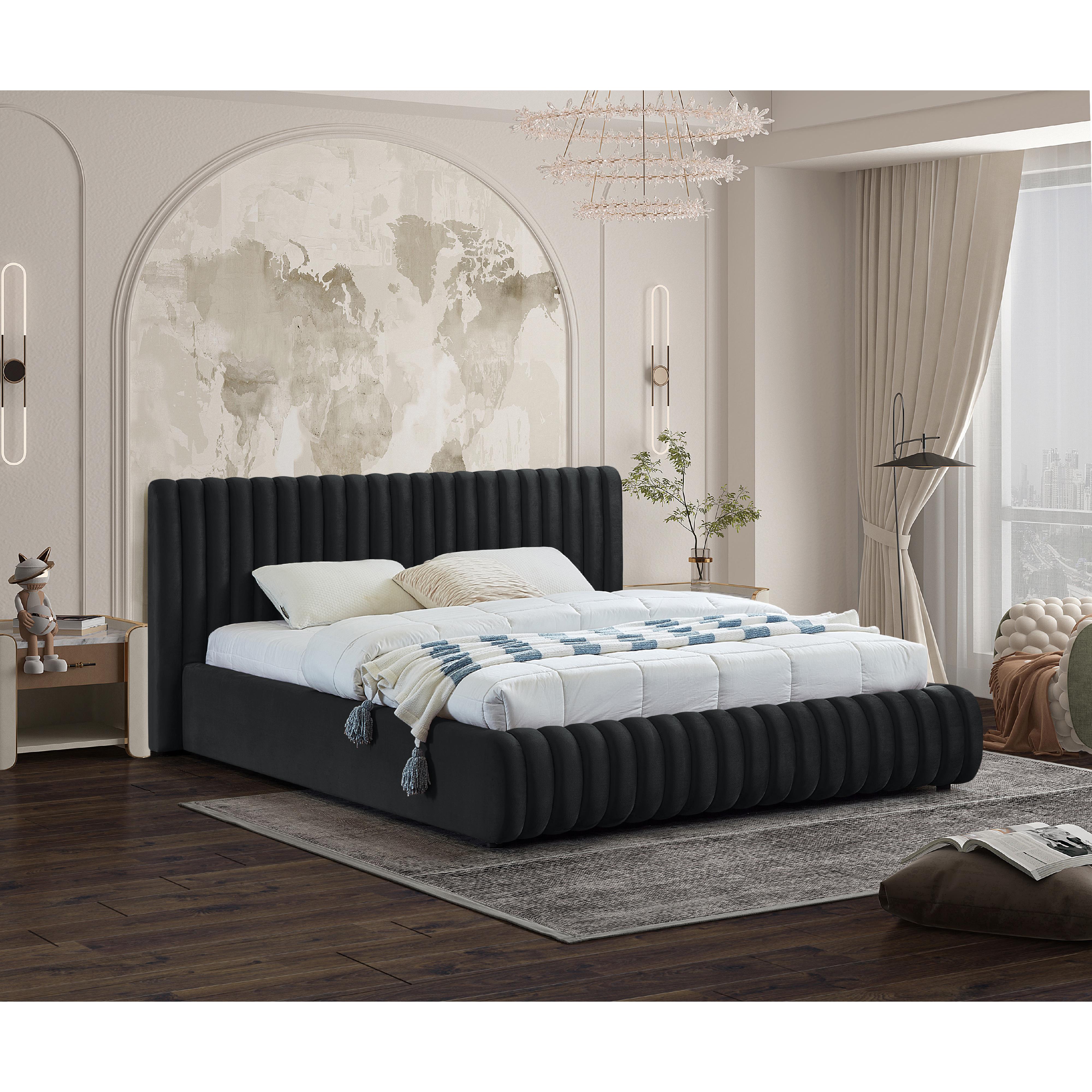 Meridian Nico Black Velvet Full Bed