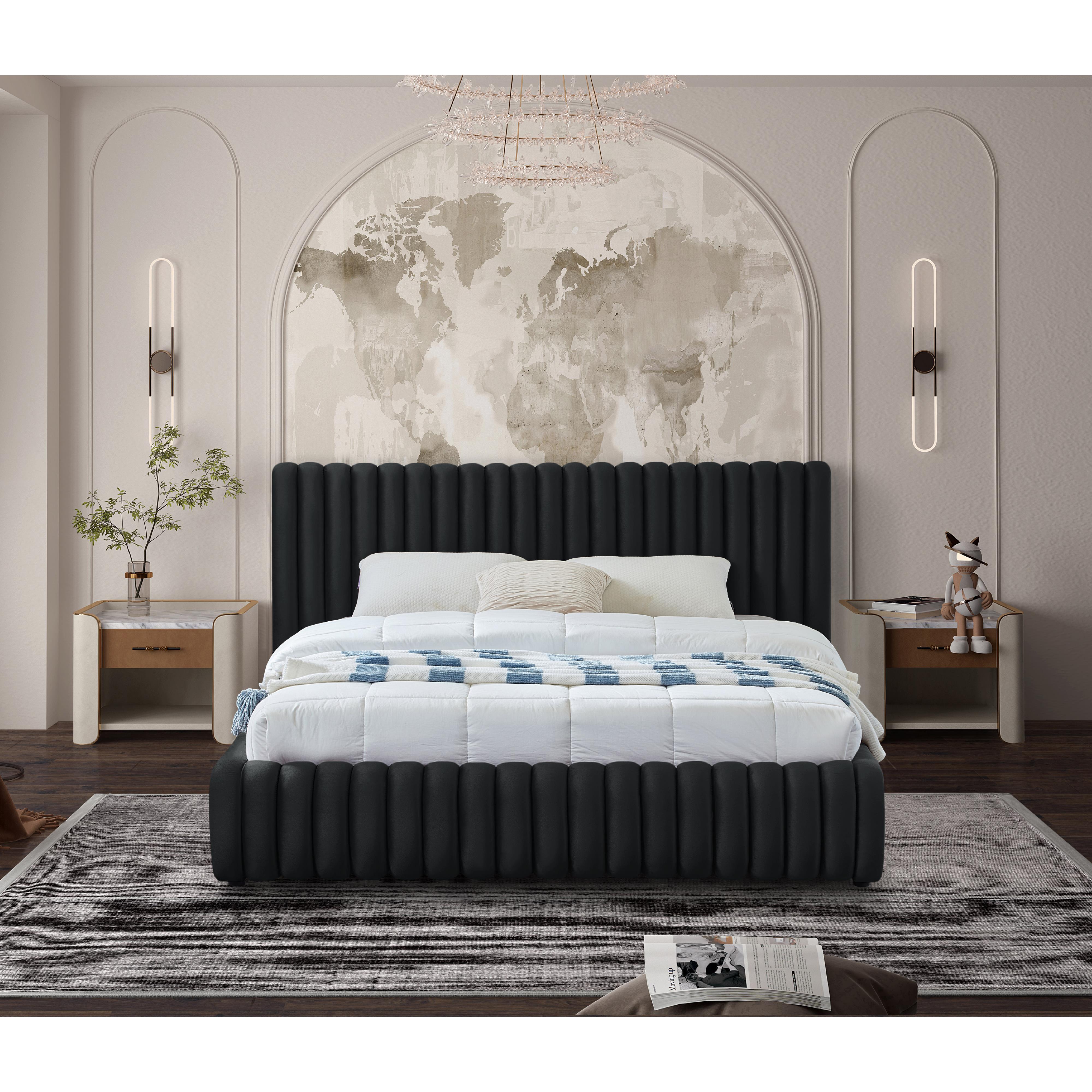 Meridian Nico Black Velvet King Bed