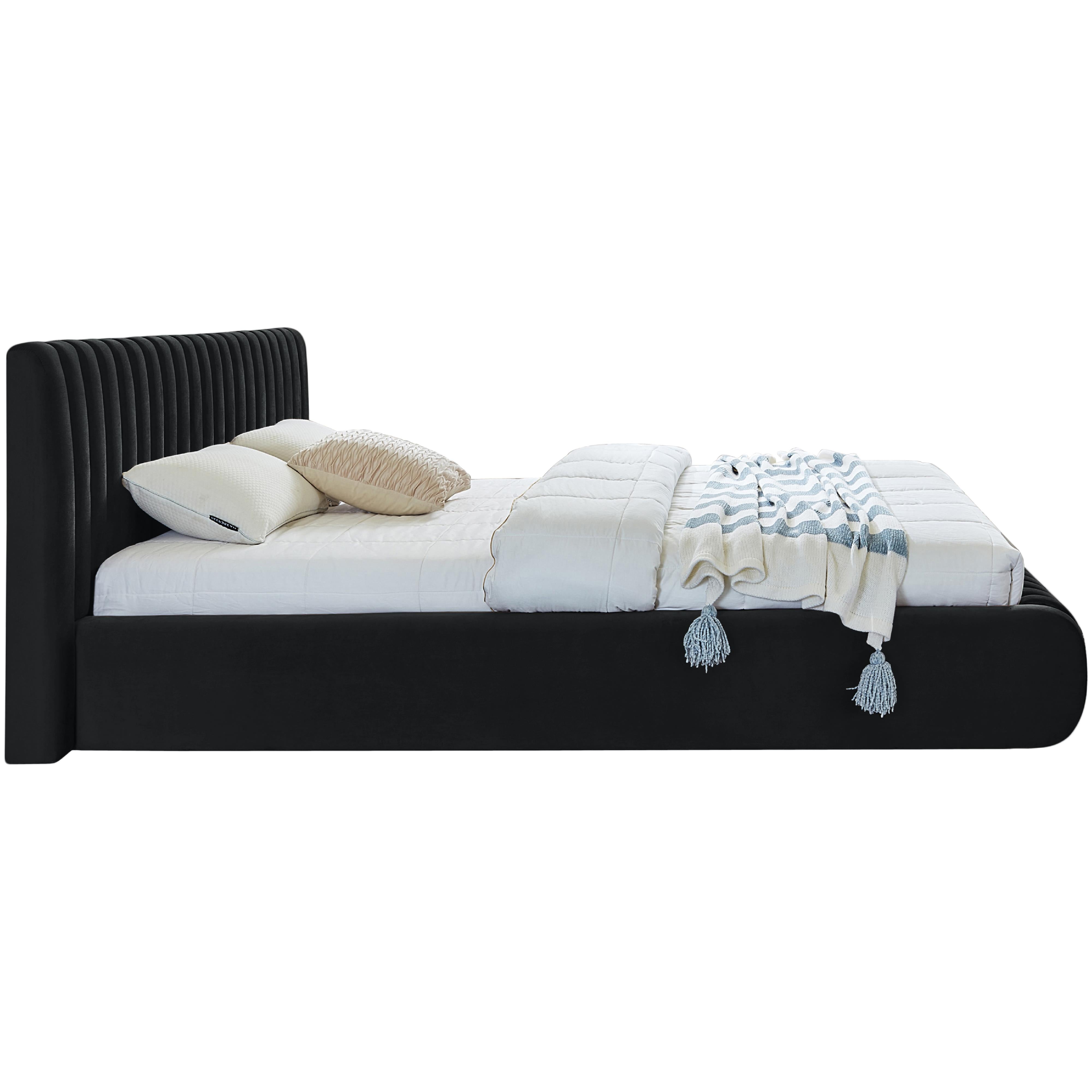 Meridian Nico Black Velvet King Bed