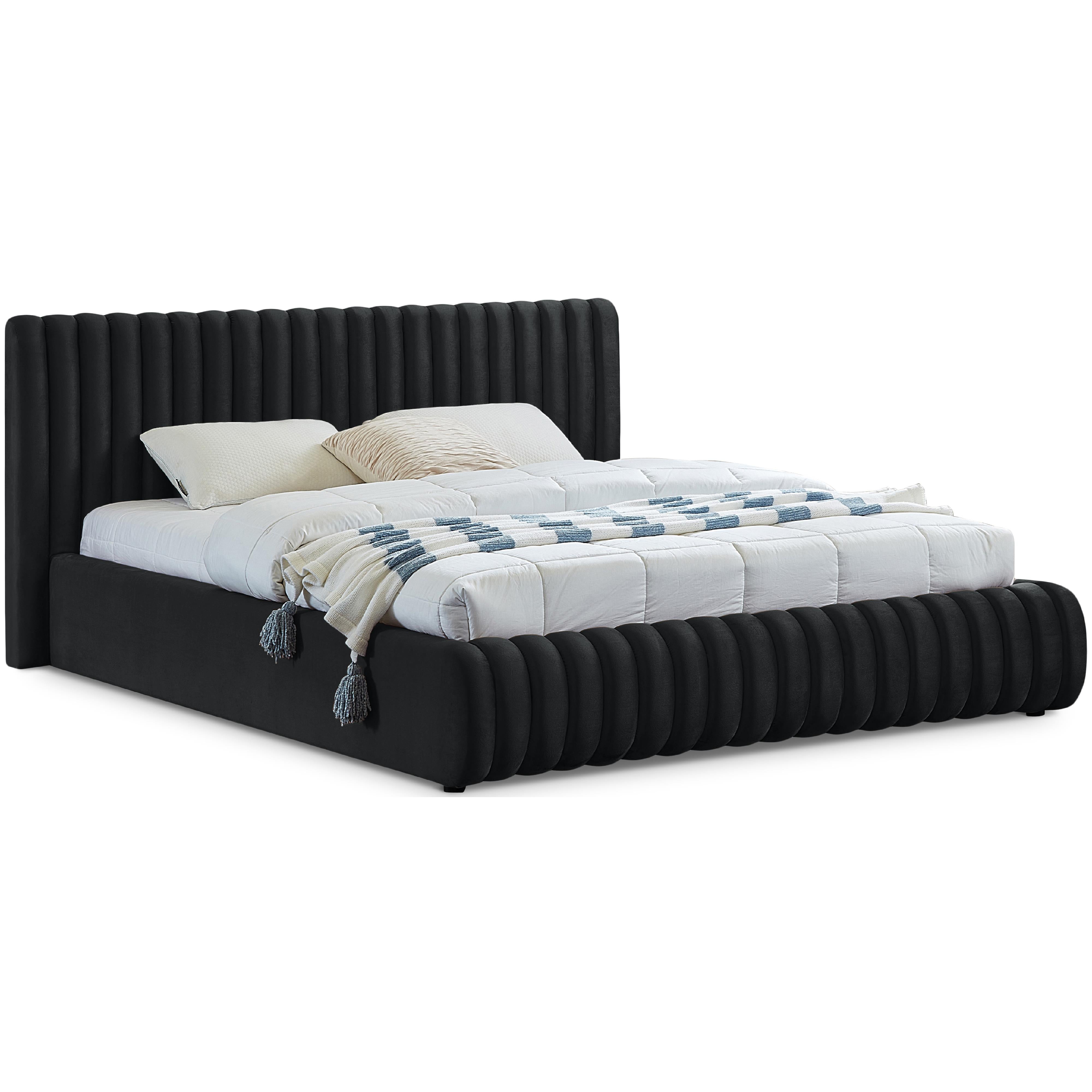 Meridian Nico Black Velvet King Bed