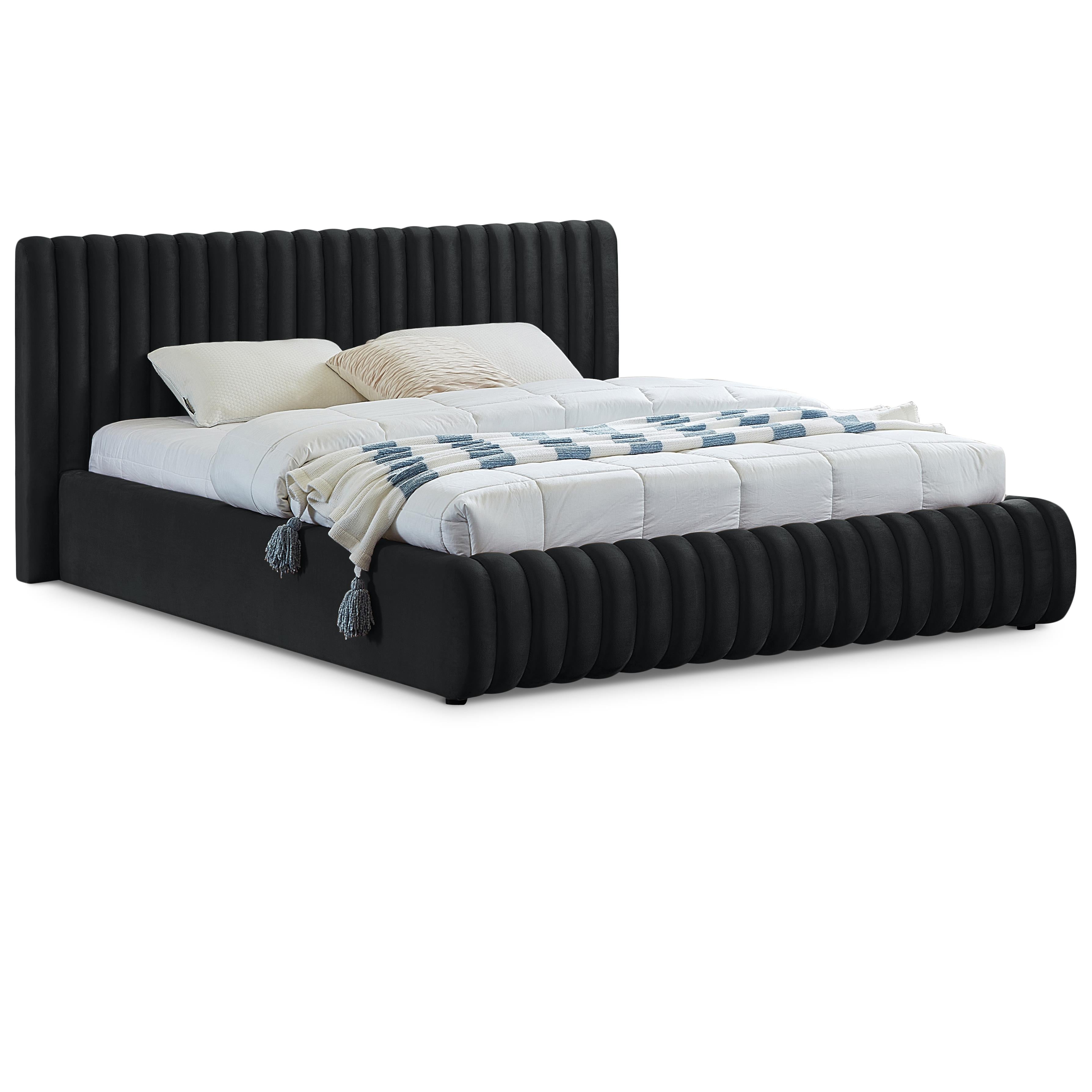Meridian Nico Black Velvet Queen Bed