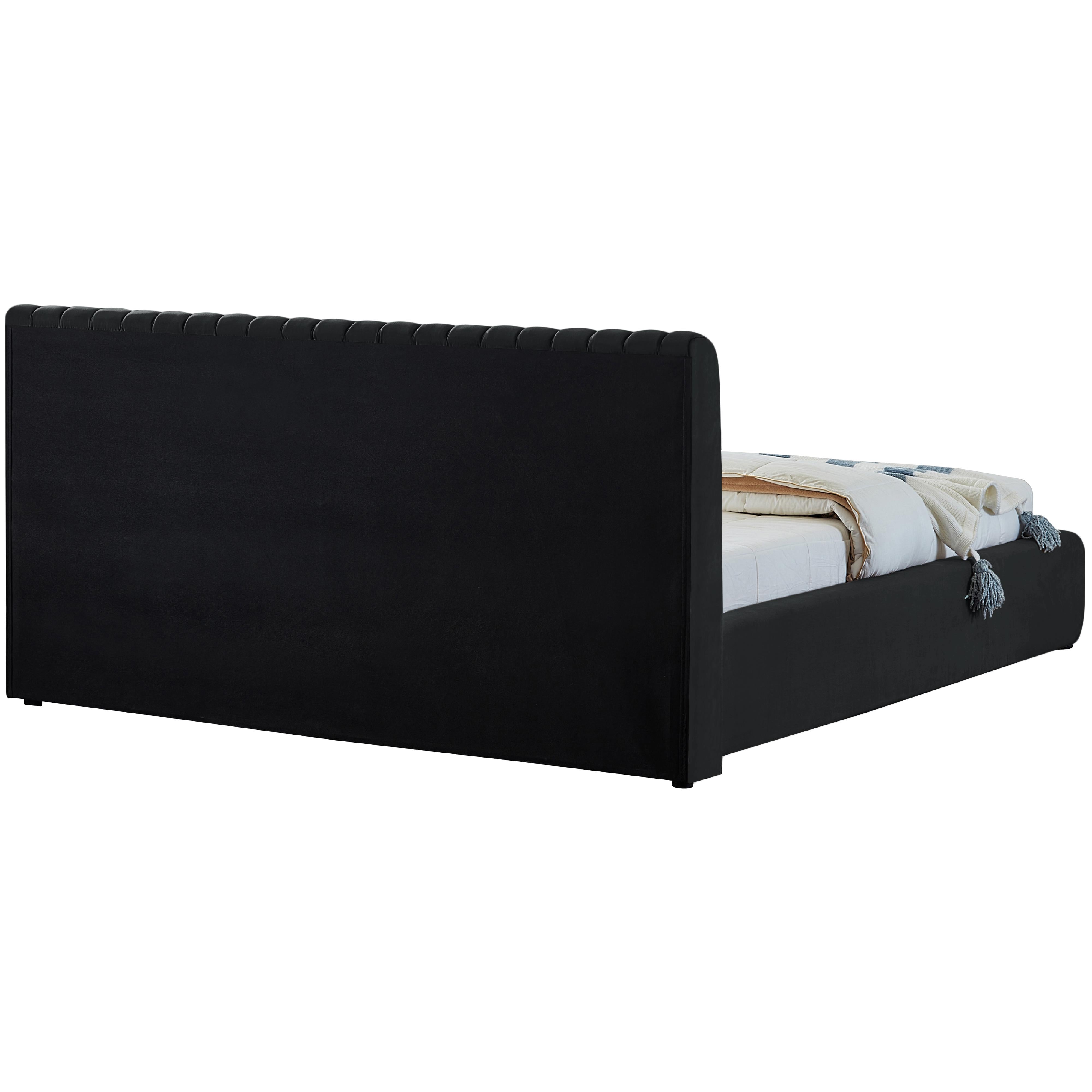 Meridian Nico Black Velvet Queen Bed