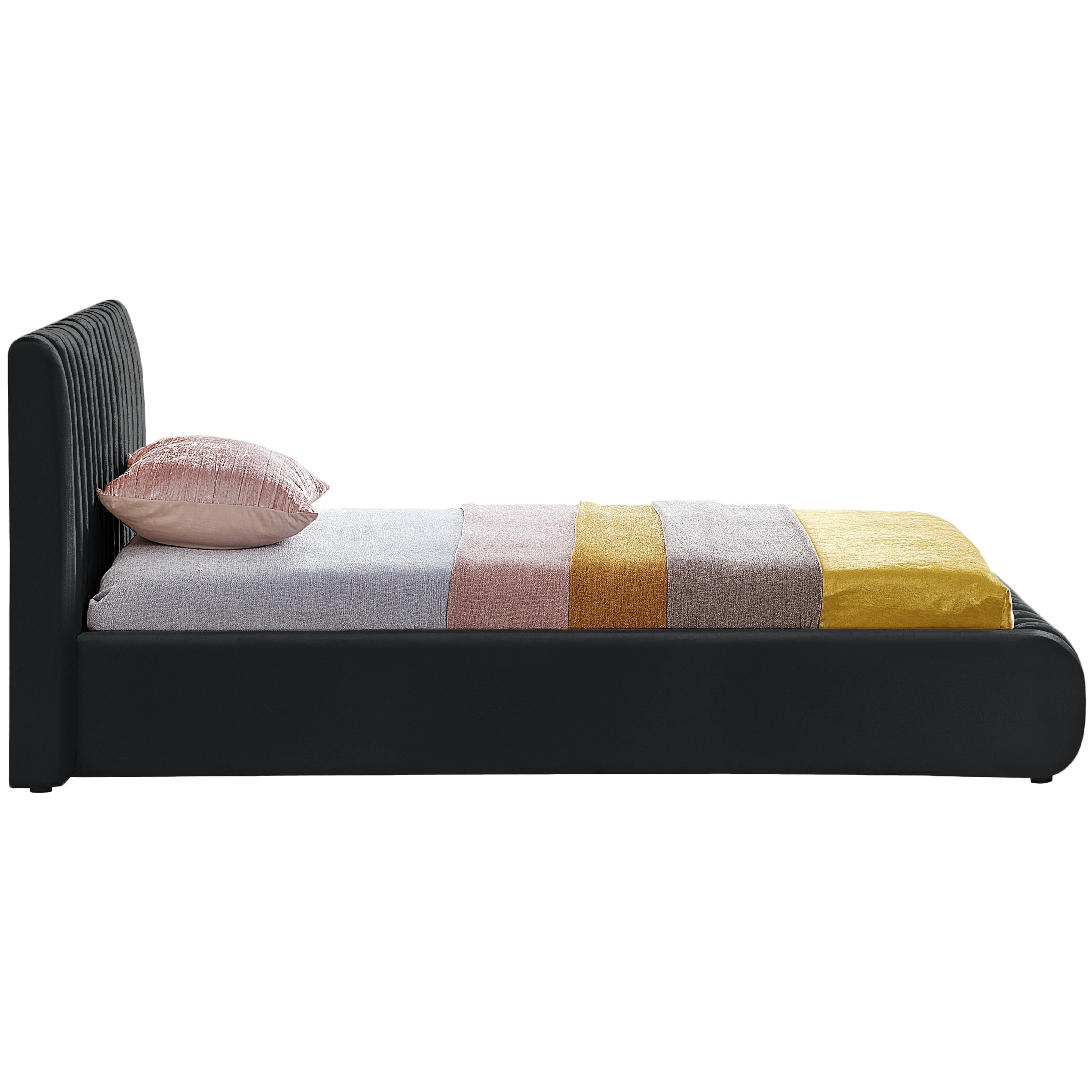 Meridian Nico Black Velvet Twin Bed