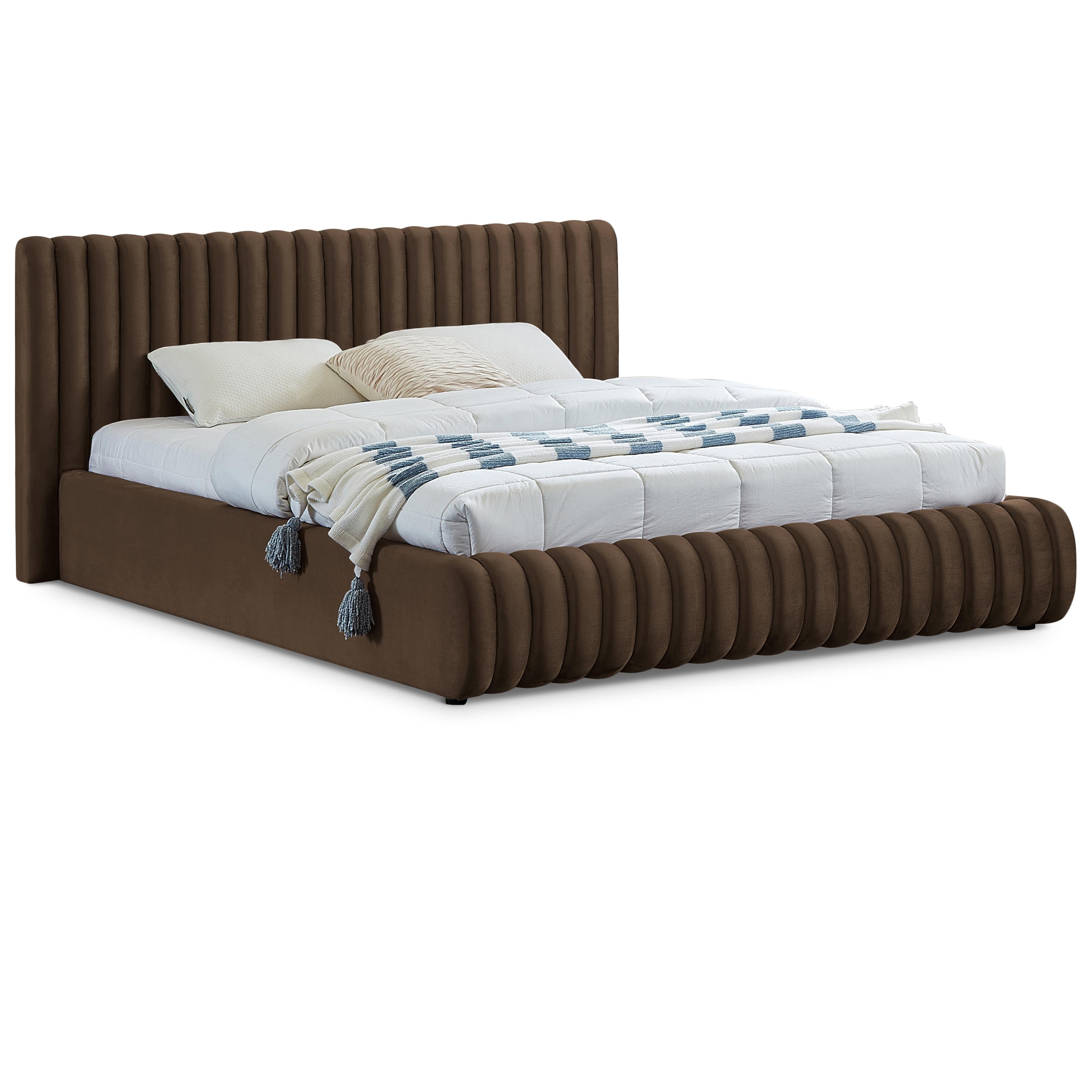 Meridian Nico Brown Velvet Full Bed