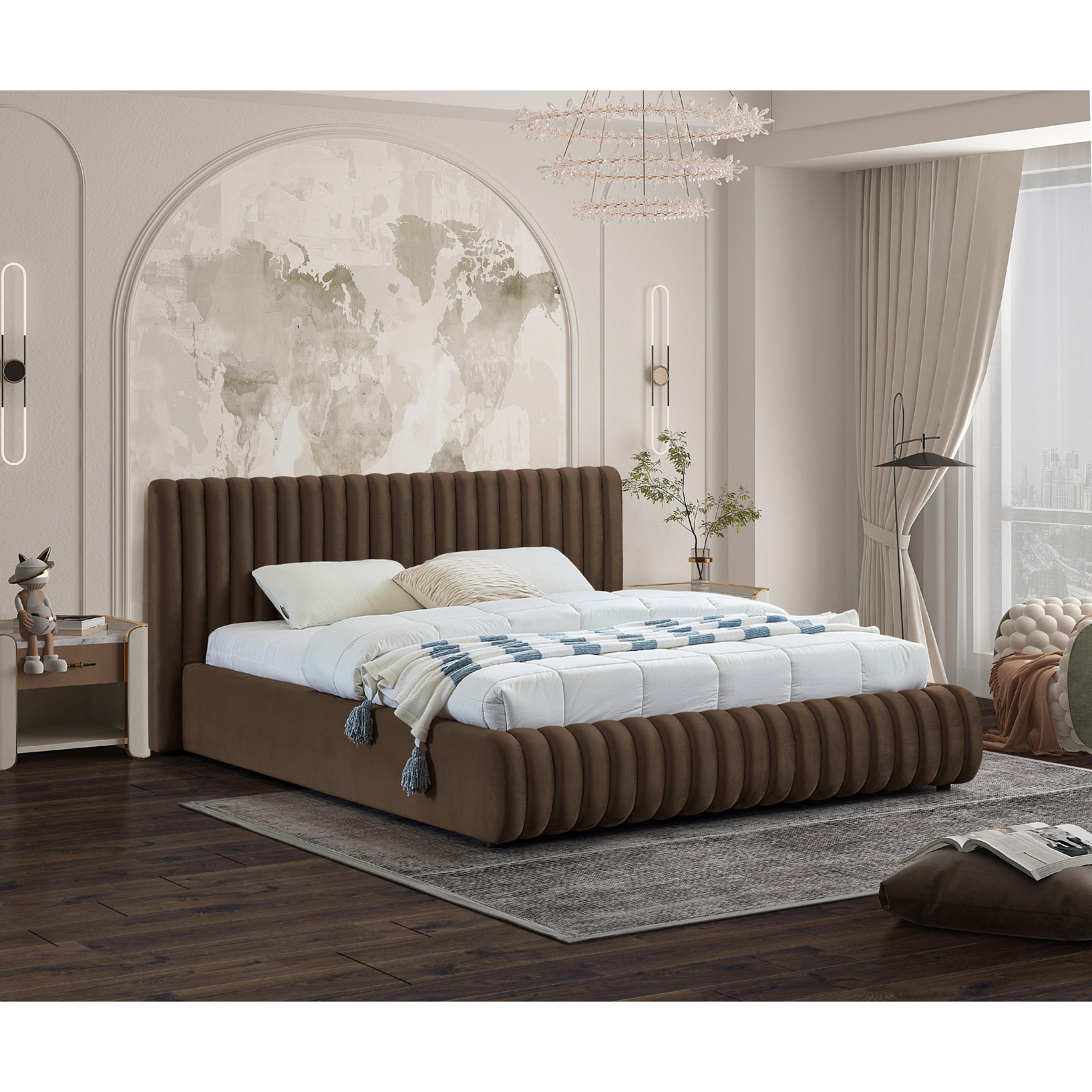 Meridian Nico Brown Velvet Full Bed