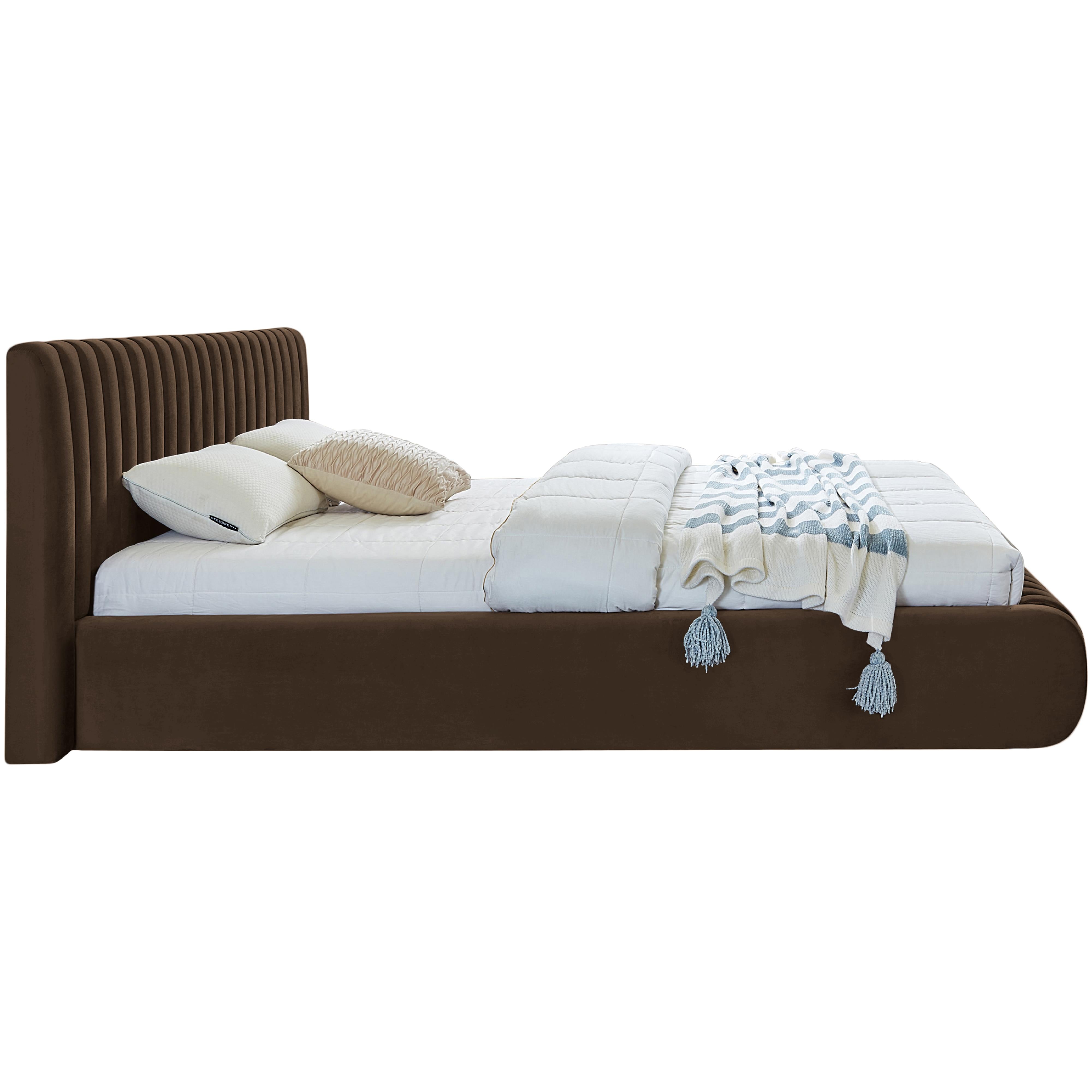Meridian Nico Brown Velvet Full Bed