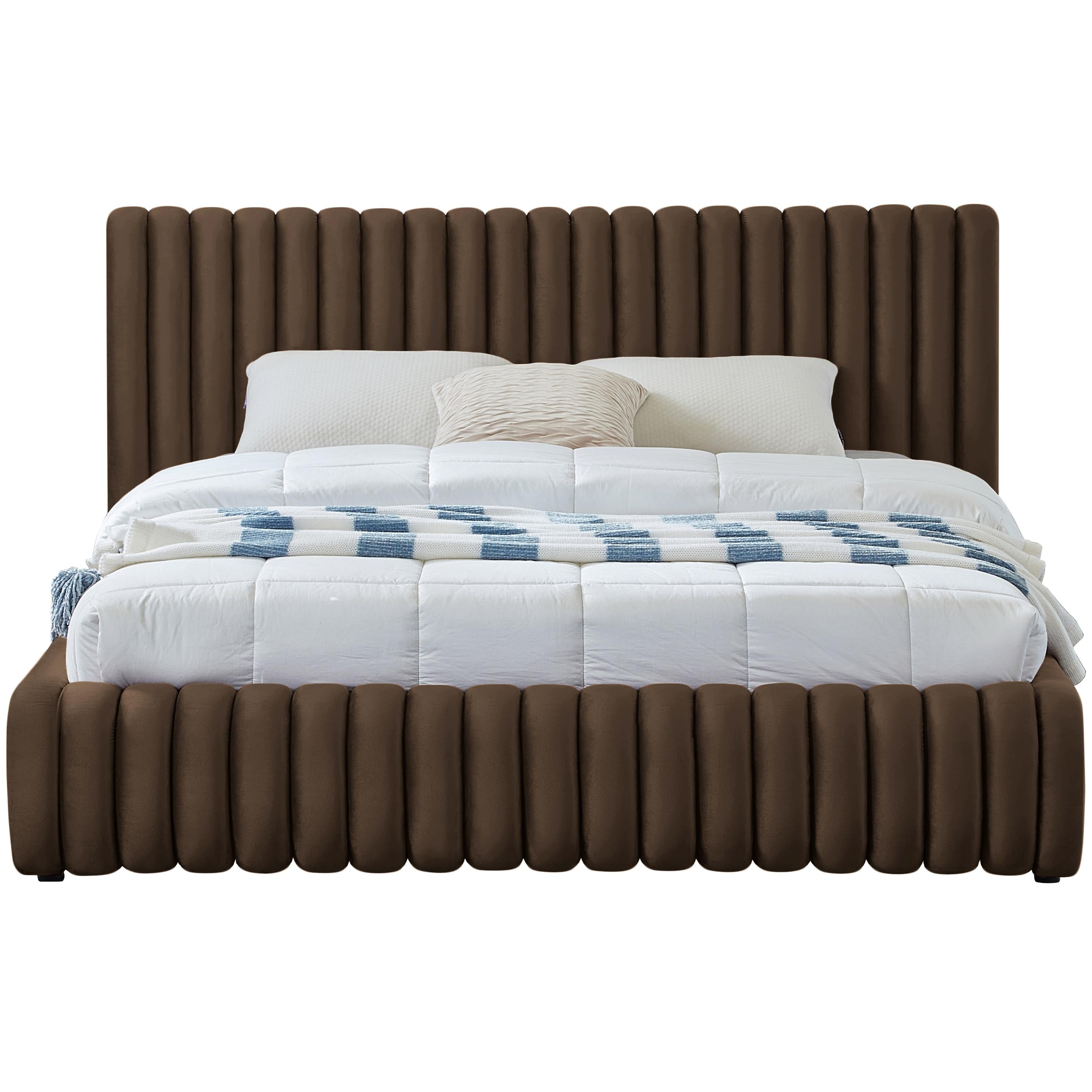 Meridian Nico Brown Velvet Queen Bed