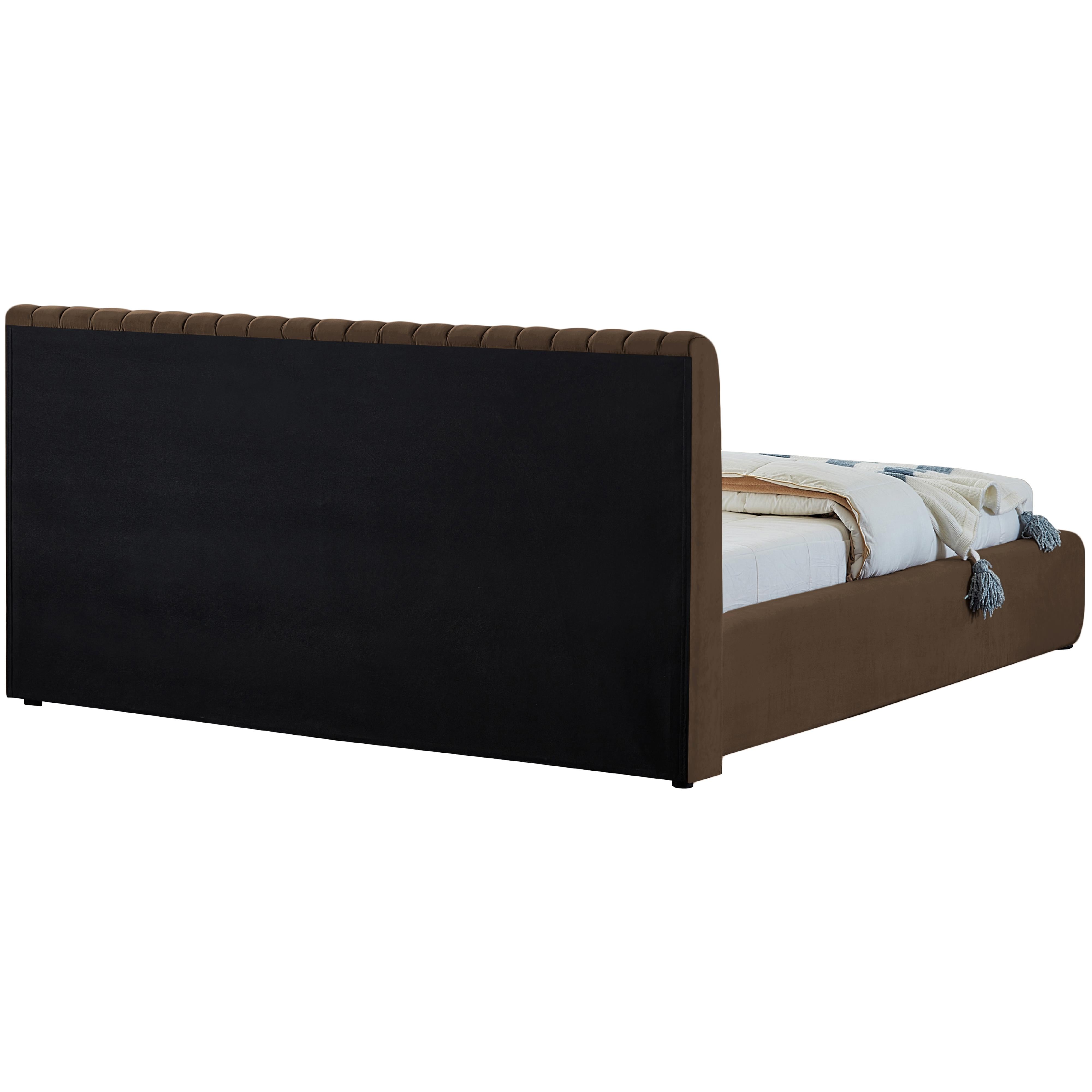 Meridian Nico Brown Velvet Queen Bed
