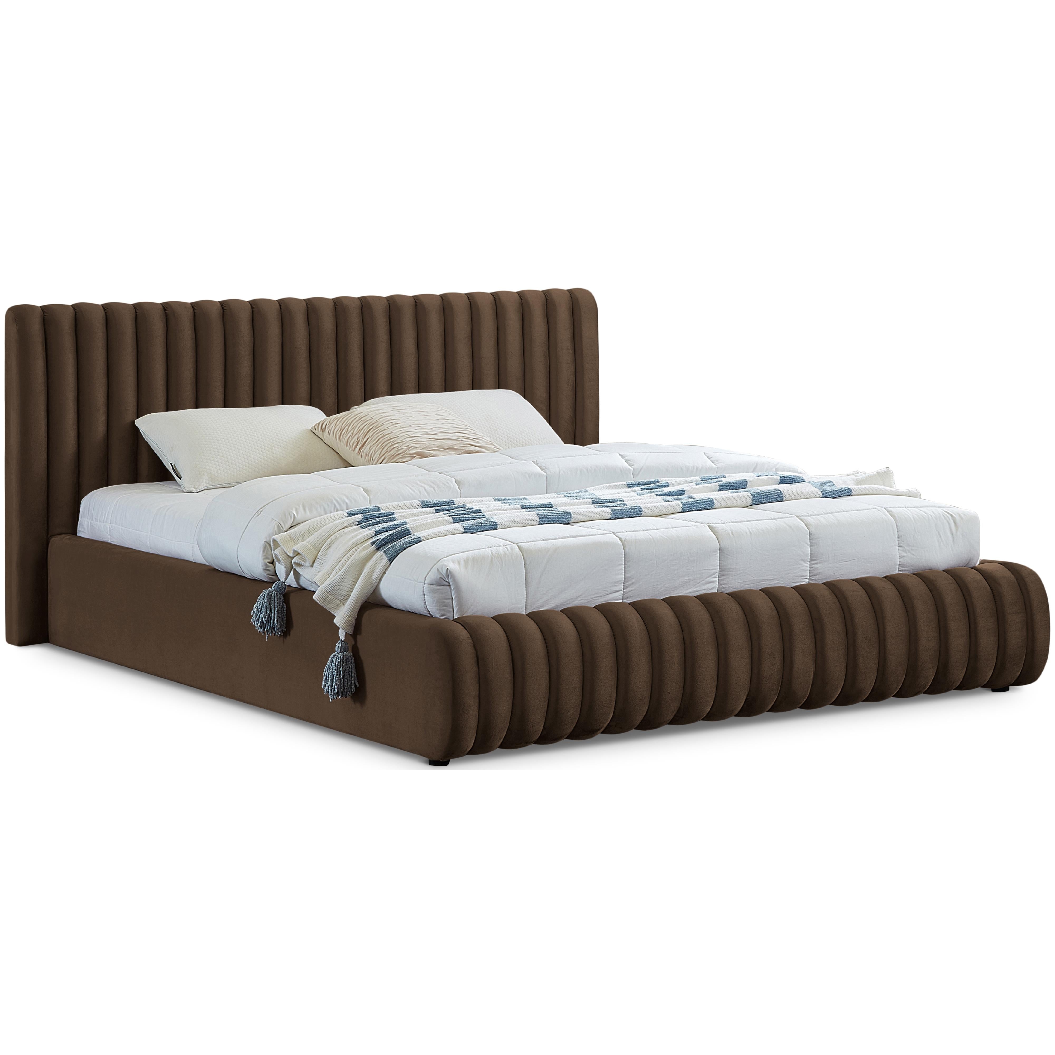Meridian Nico Brown Velvet Queen Bed