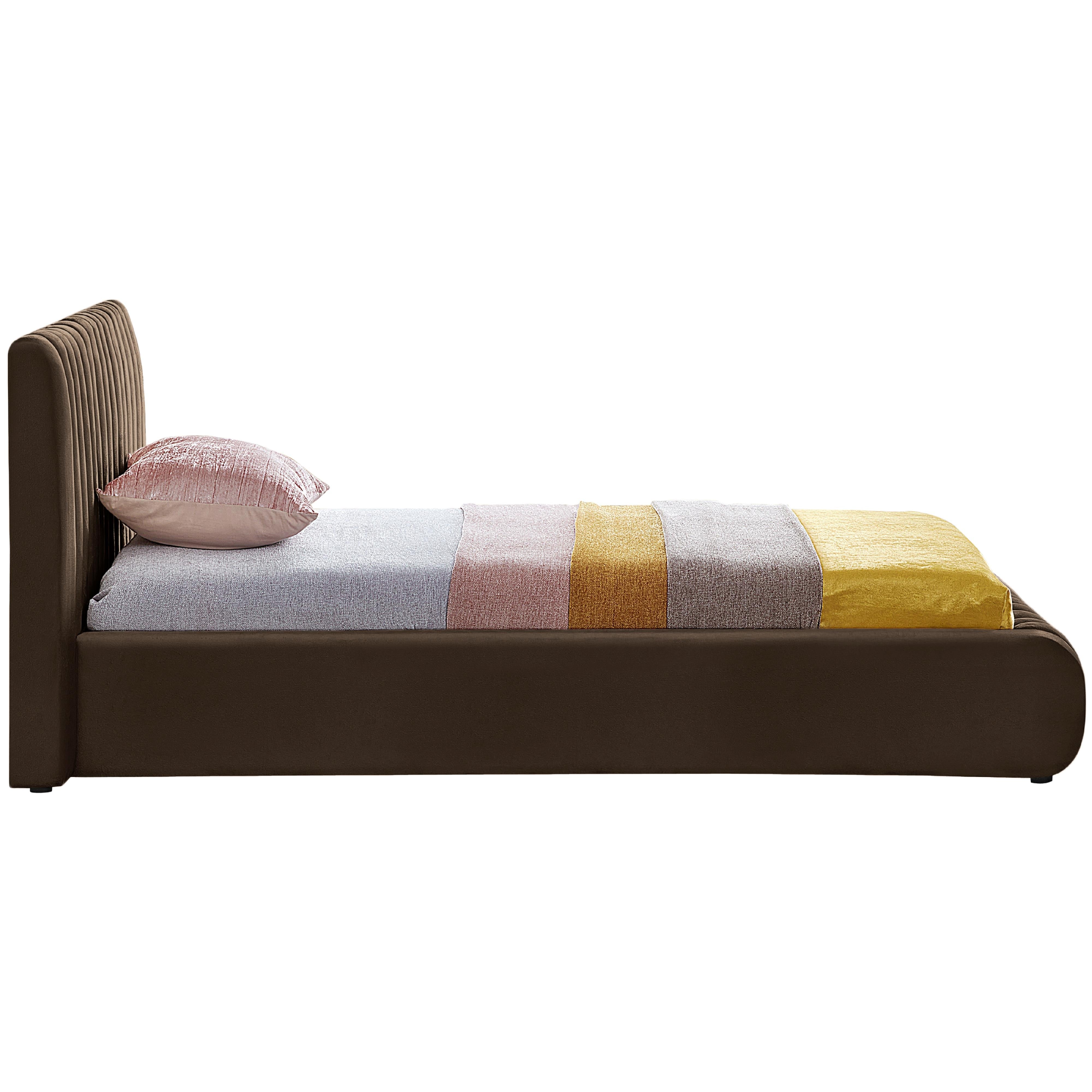 Meridian Nico Brown Velvet Twin Bed