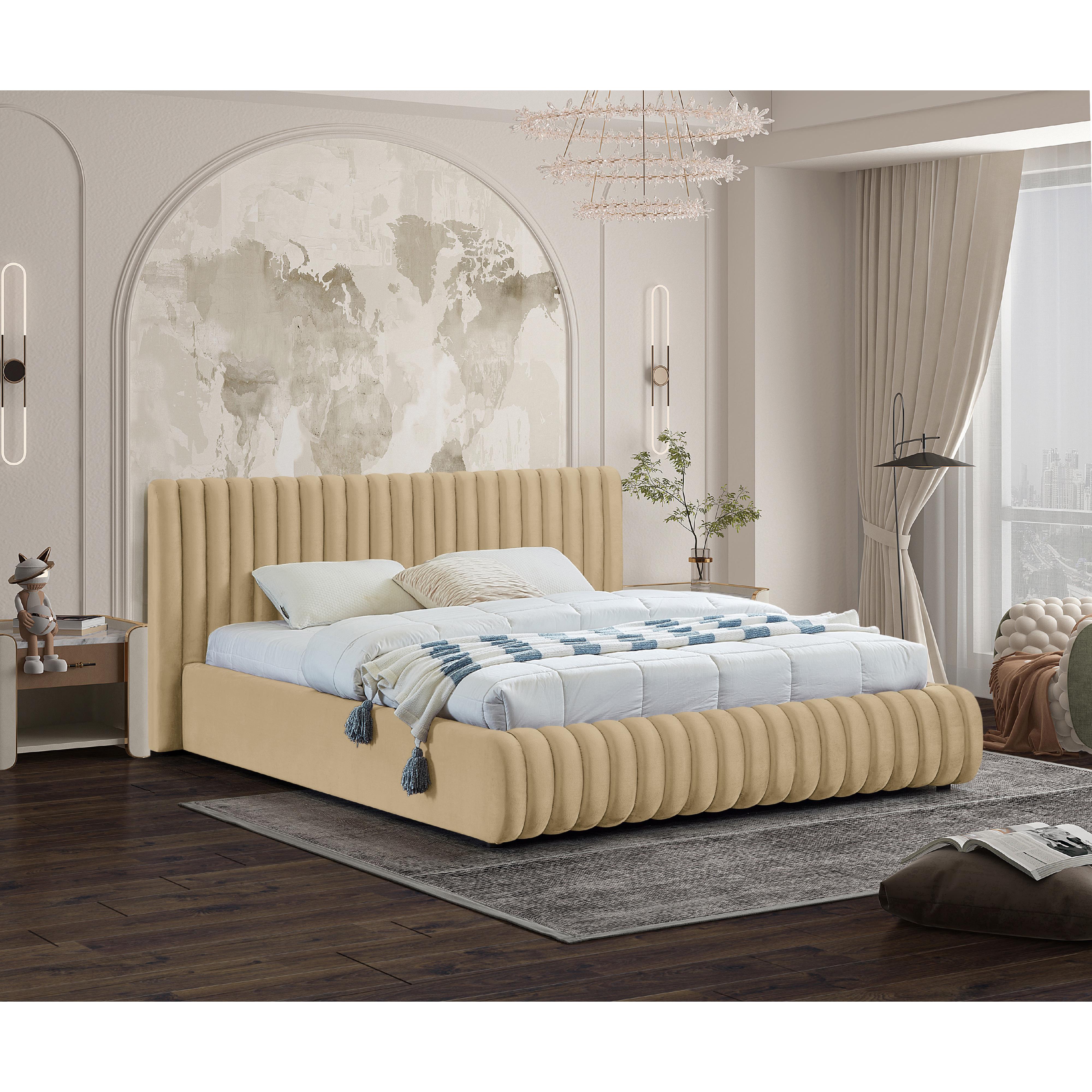 Meridian Nico Camel Velvet Full Bed