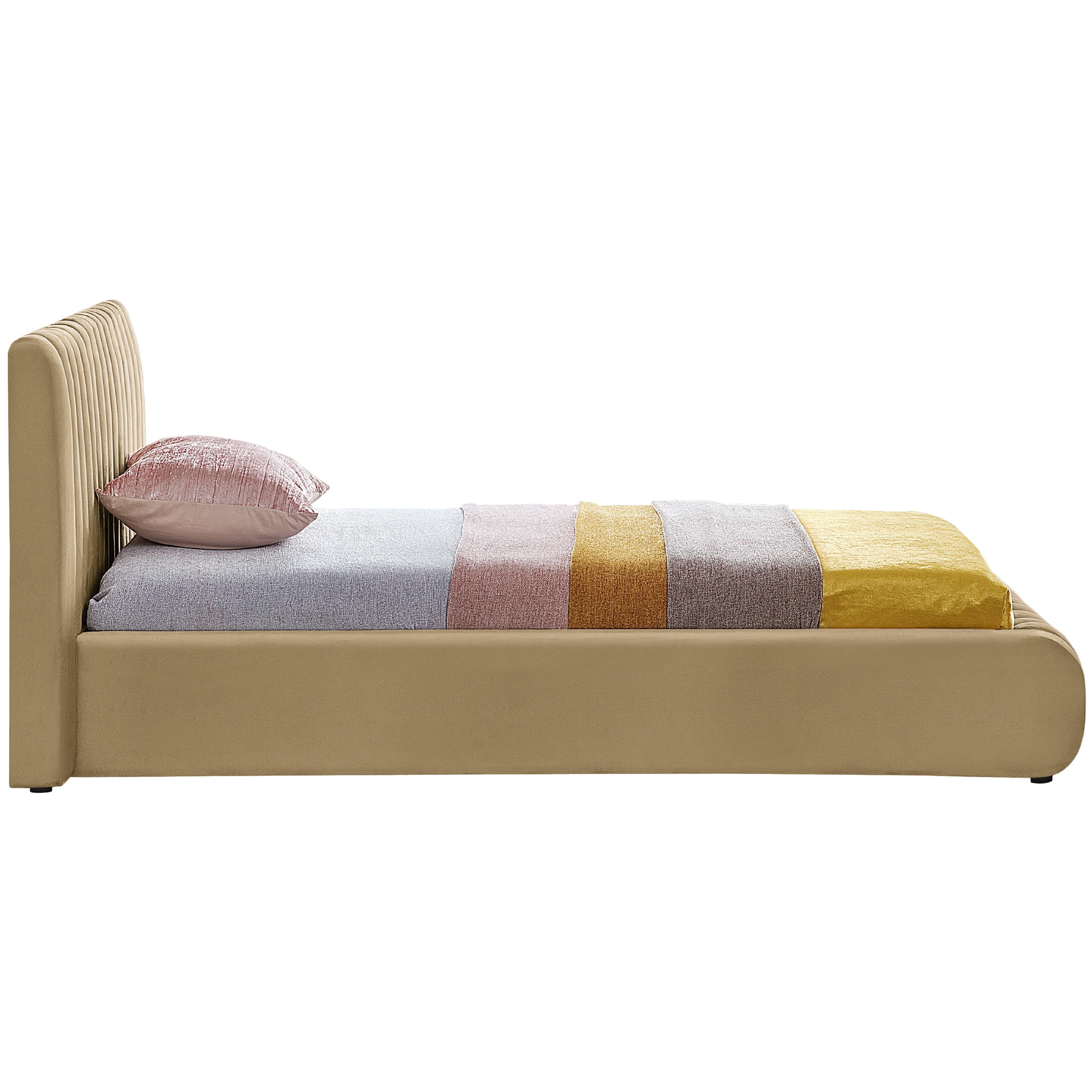 Meridian Nico Camel Velvet Twin Bed