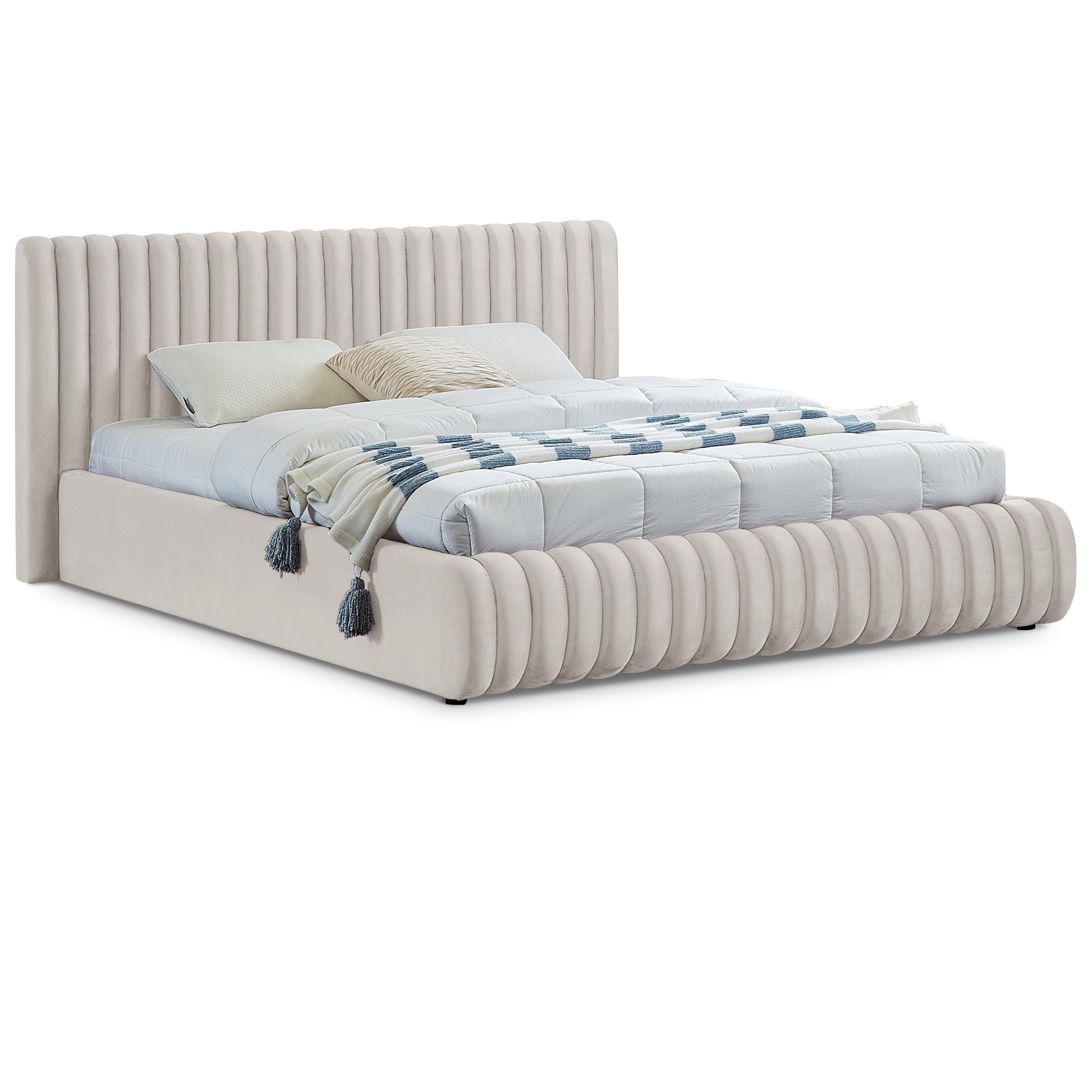 Meridian Nico Cream Velvet King Bed