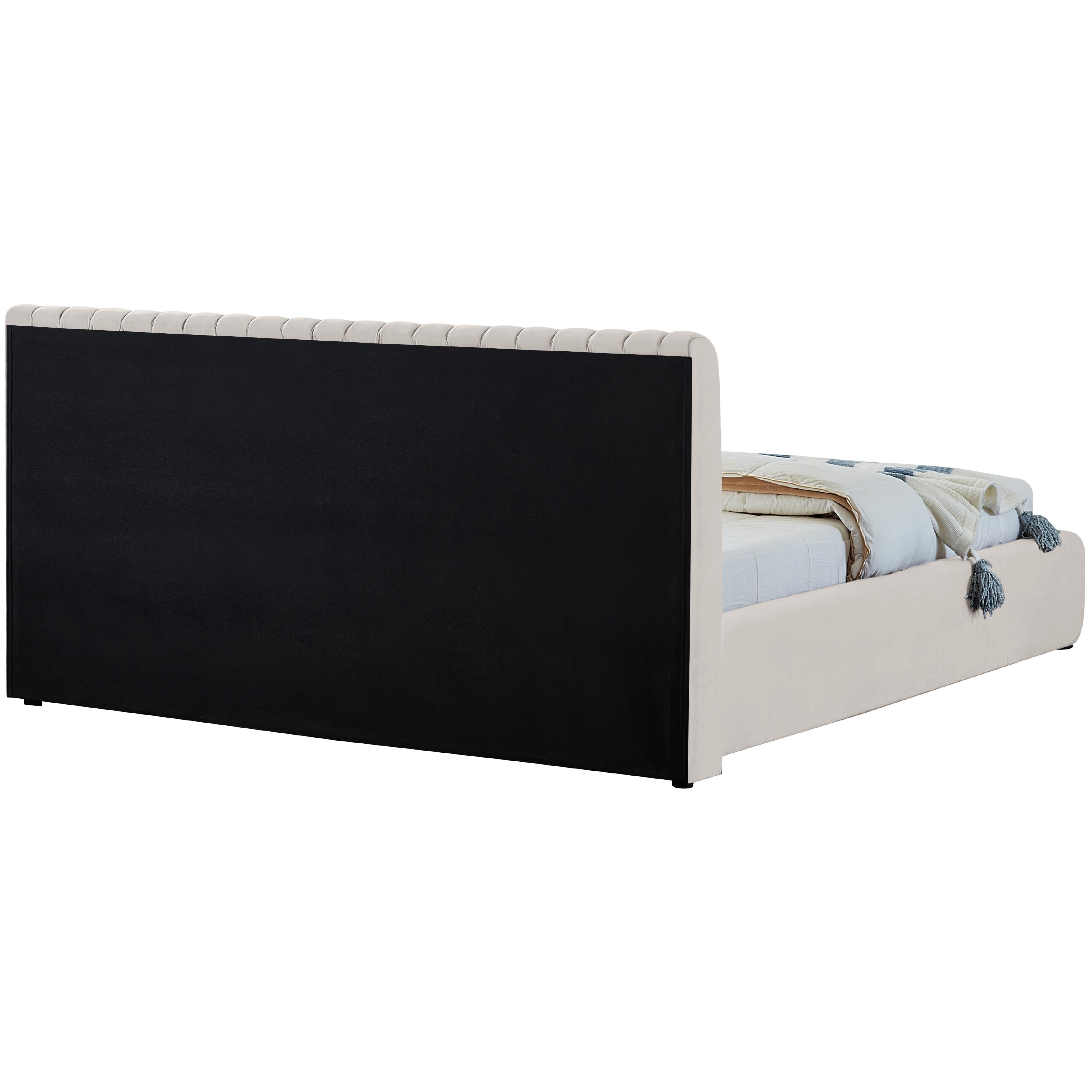 Meridian Nico Cream Velvet Queen Bed