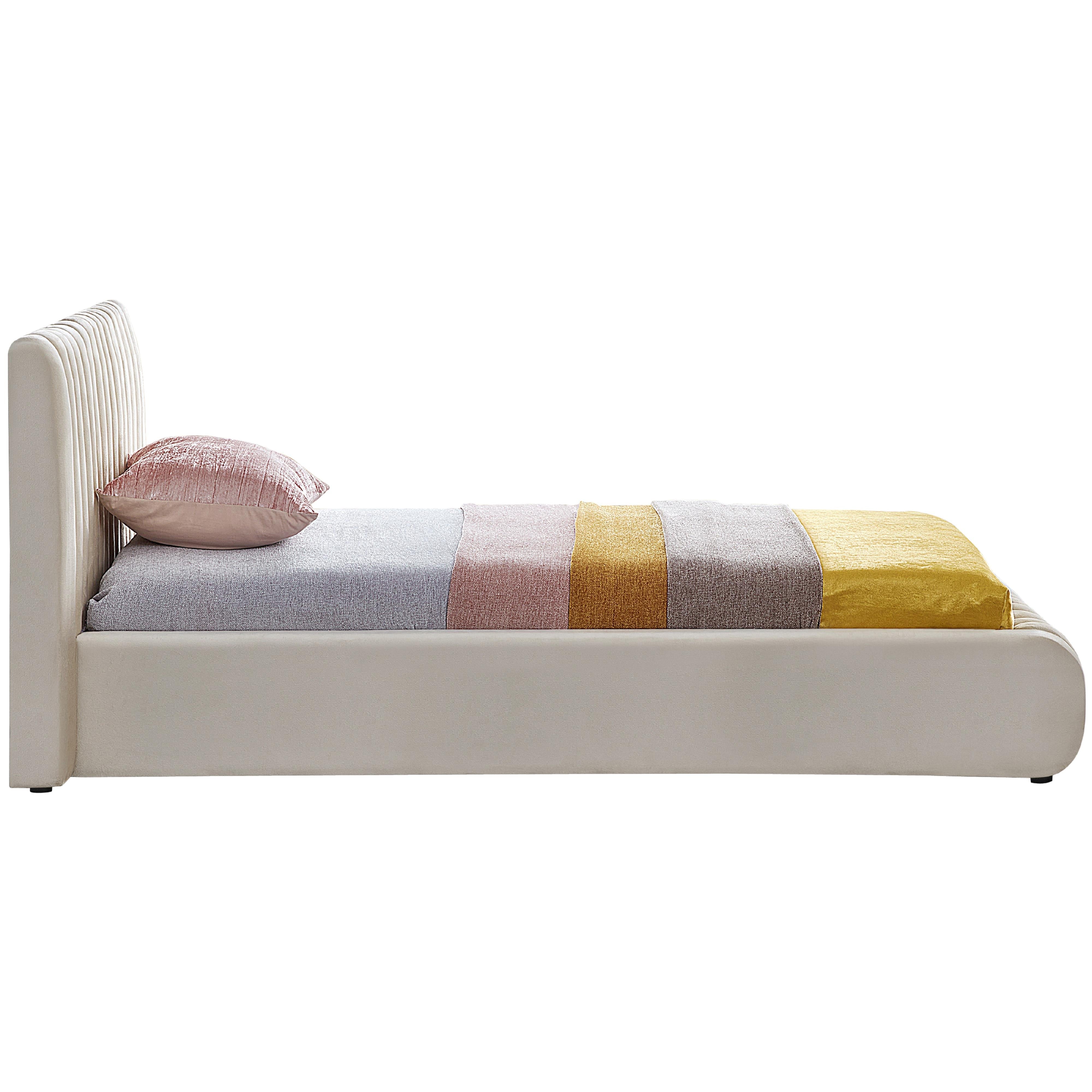 Meridian Nico Cream Velvet Twin Bed