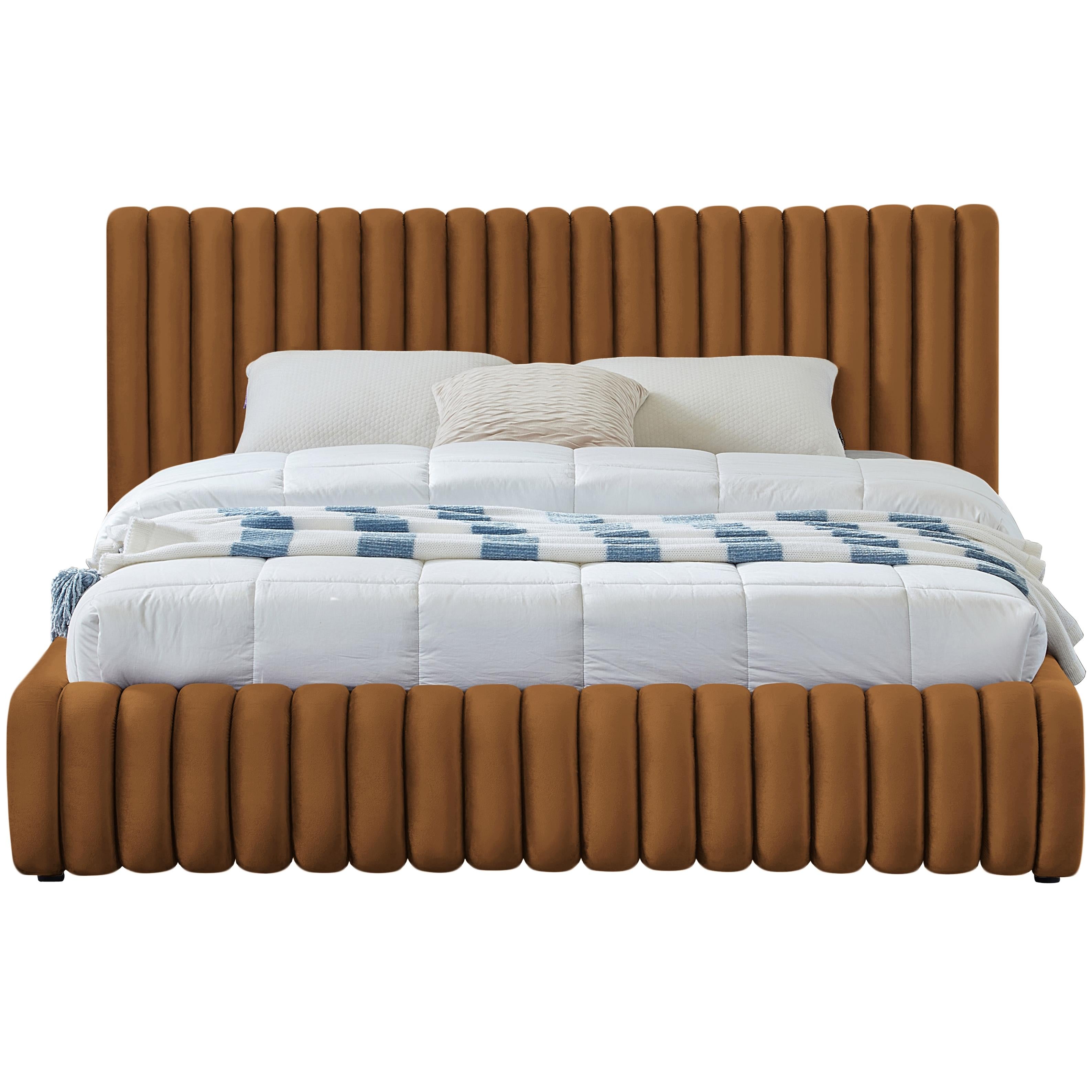 Meridian Nico Saddle Velvet Queen Bed