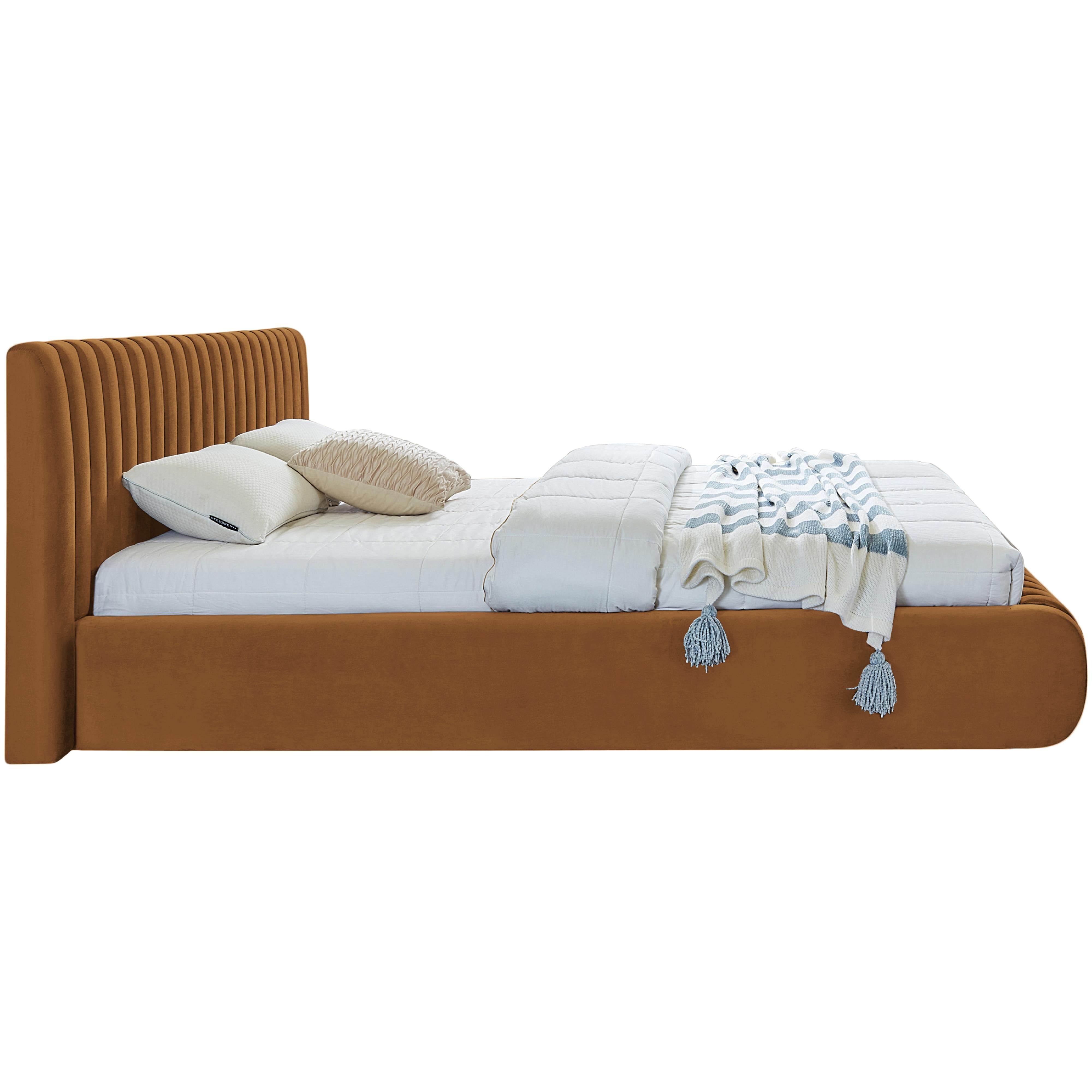 Meridian Nico Saddle Velvet Queen Bed