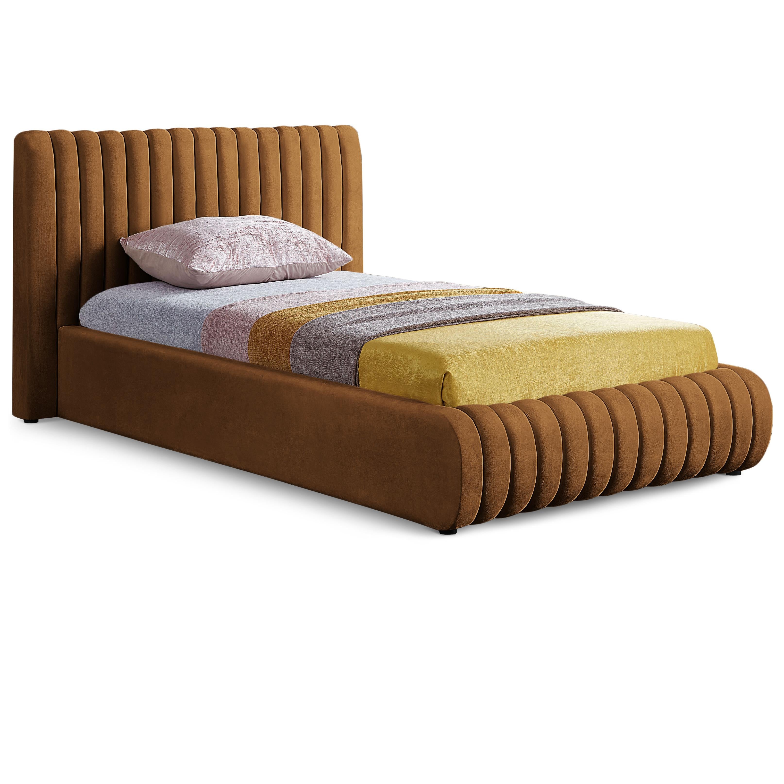 Meridian Nico Saddle Velvet Twin Bed
