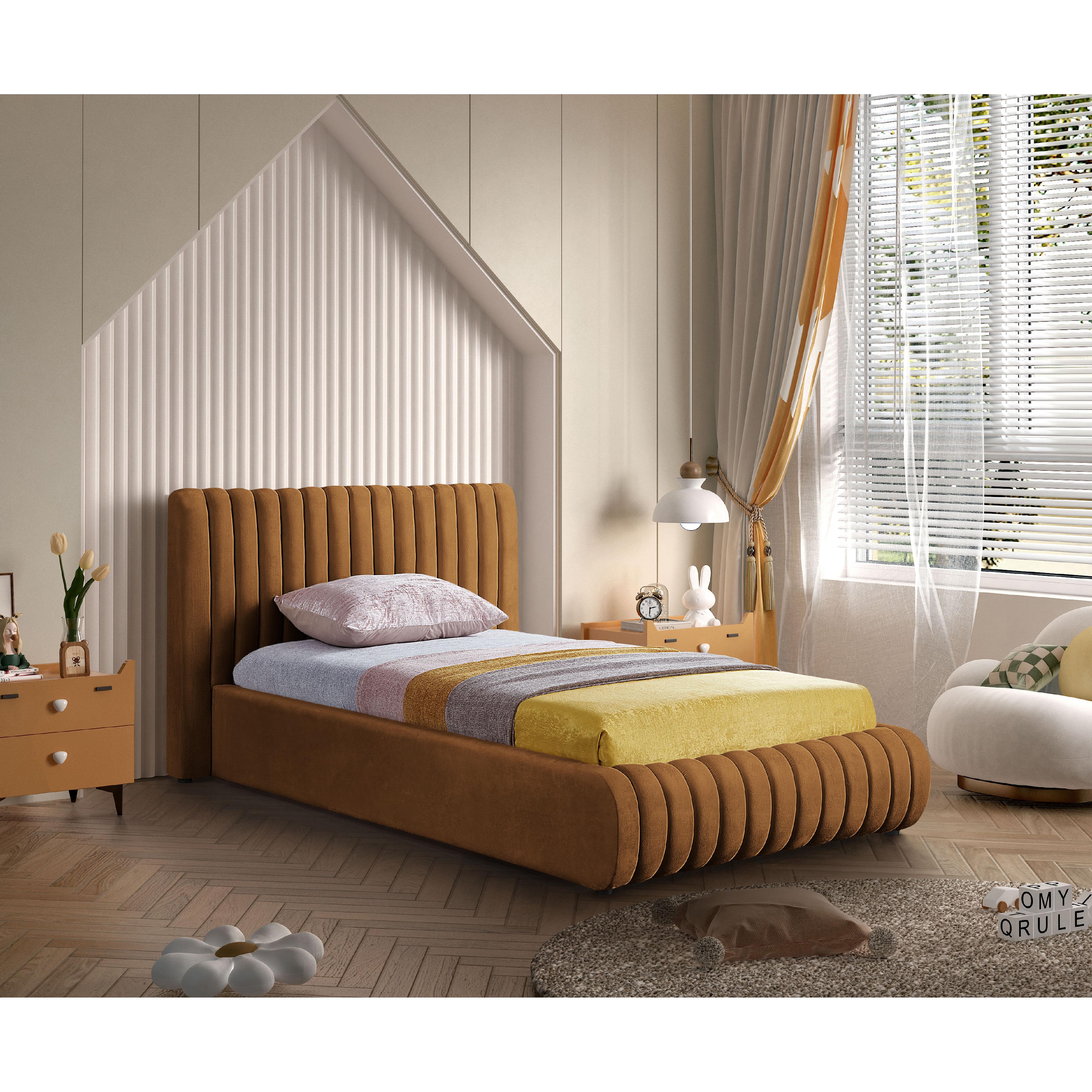 Meridian Nico Saddle Velvet Twin Bed