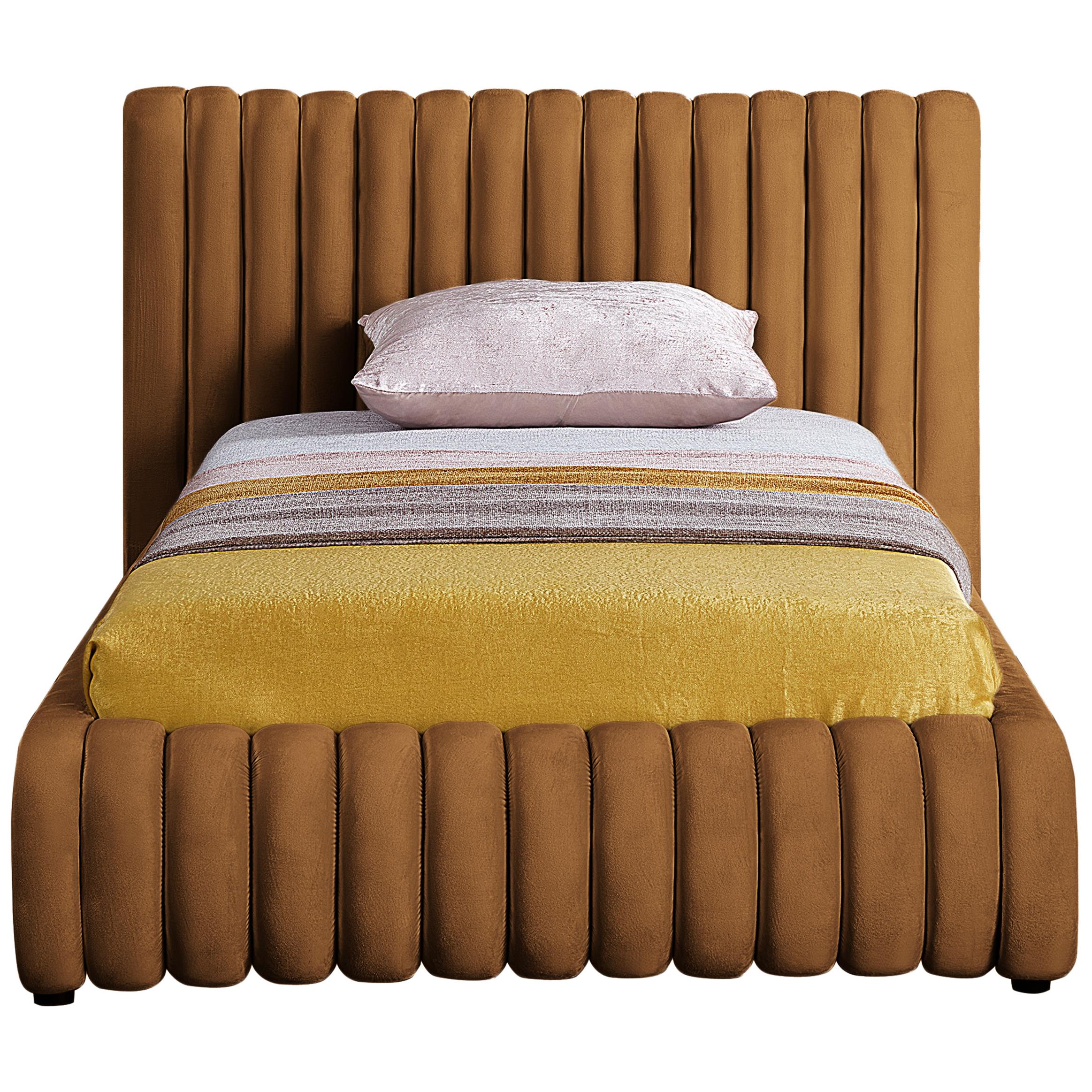 Meridian Nico Saddle Velvet Twin Bed