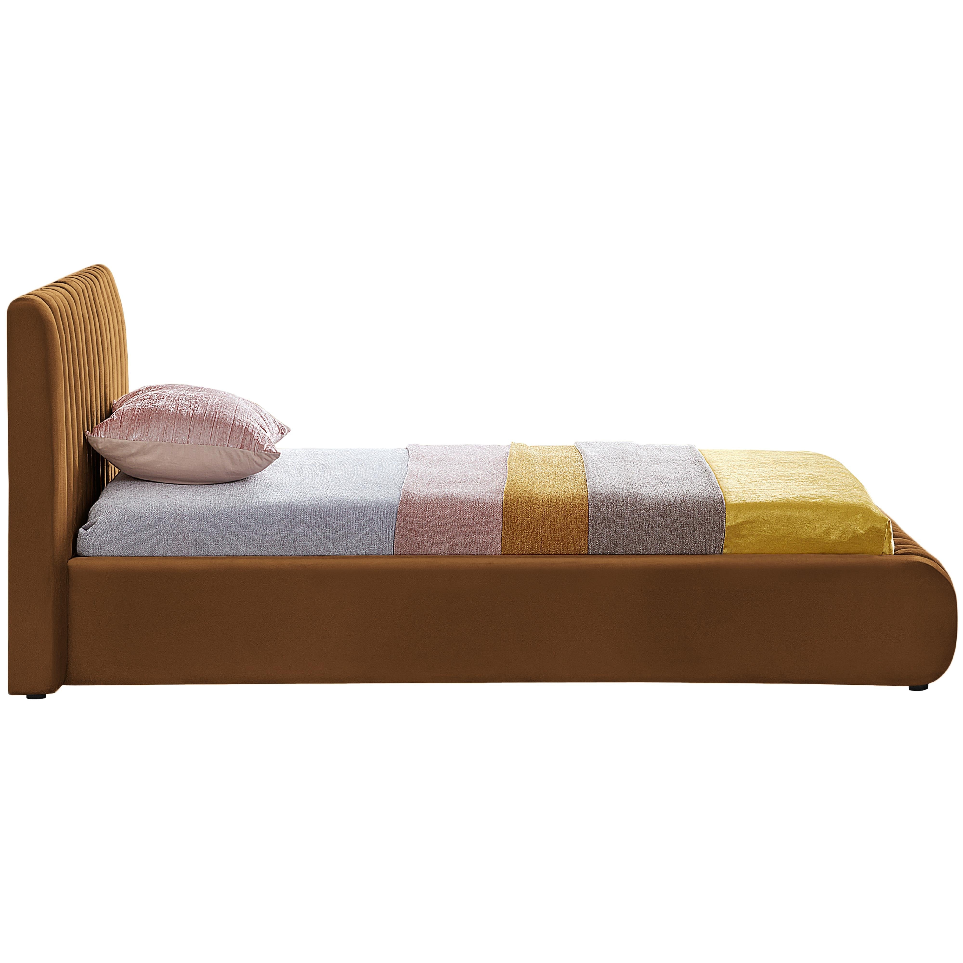 Meridian Nico Saddle Velvet Twin Bed