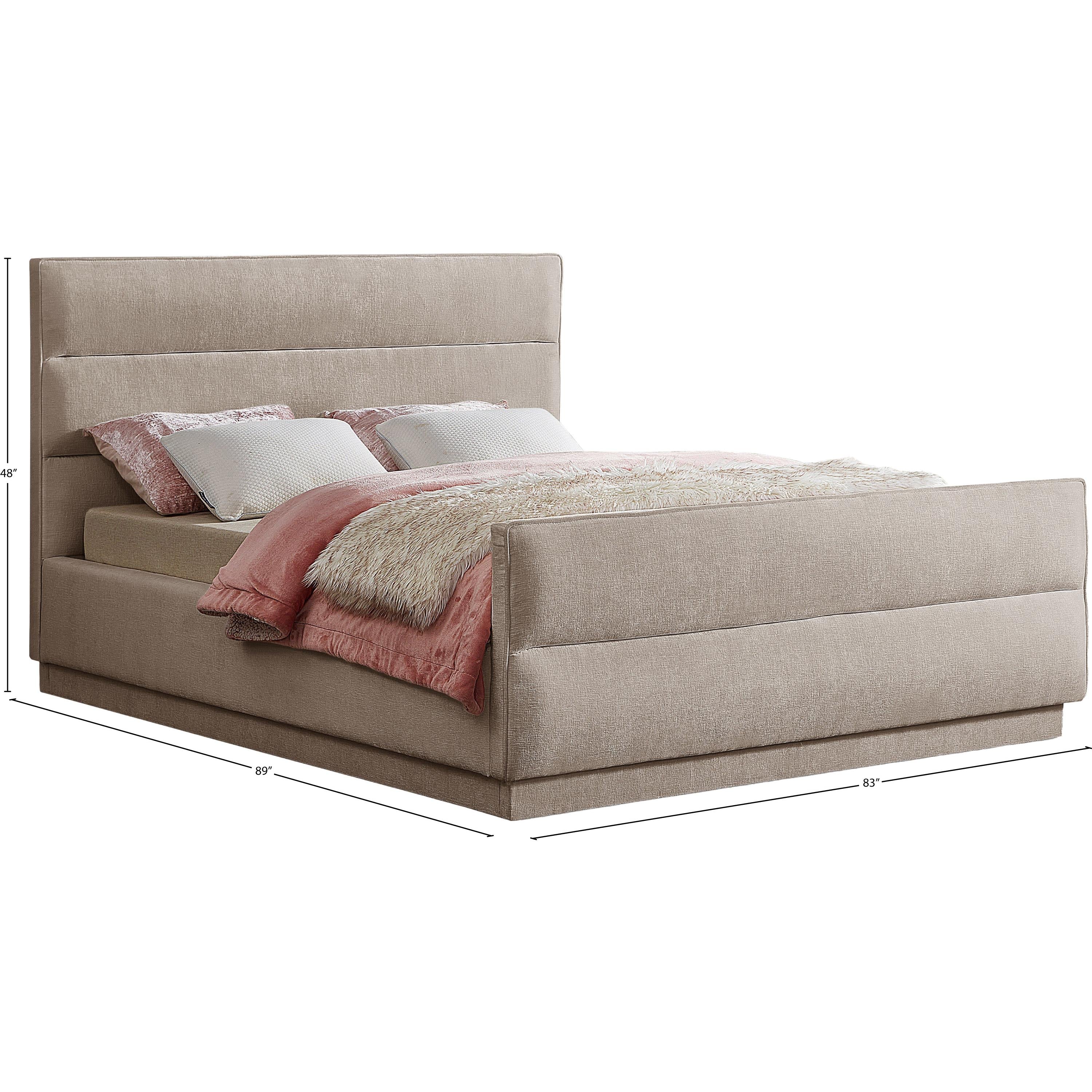 Meridian Paxton Beige Chenille Fabric King Bed (3 Boxes)