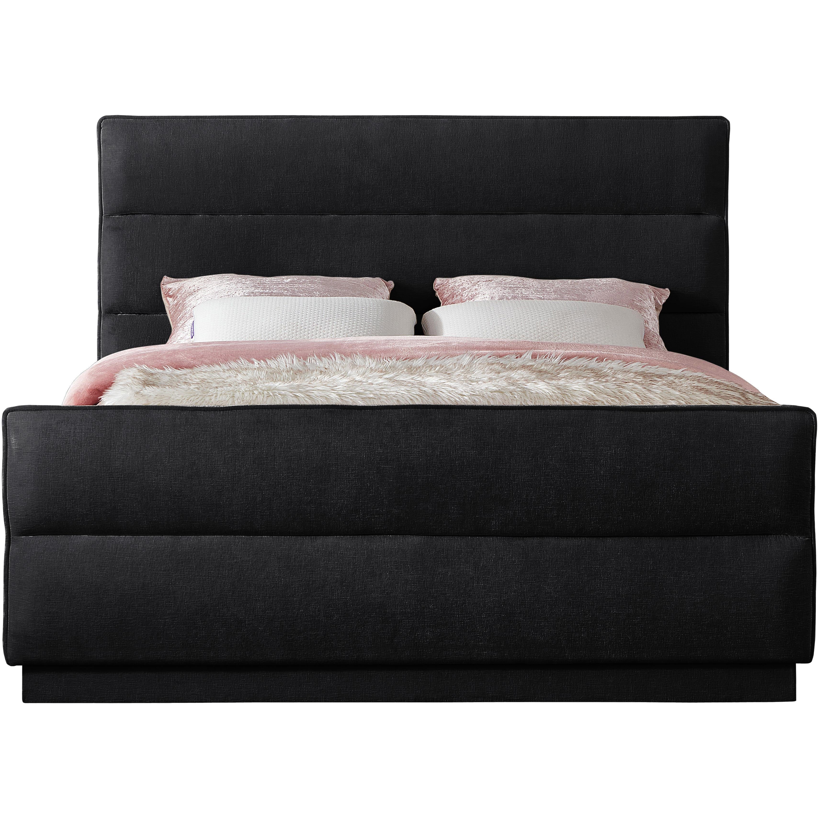 Meridian Paxton Black Chenille Fabric Queen Bed (3 Boxes)