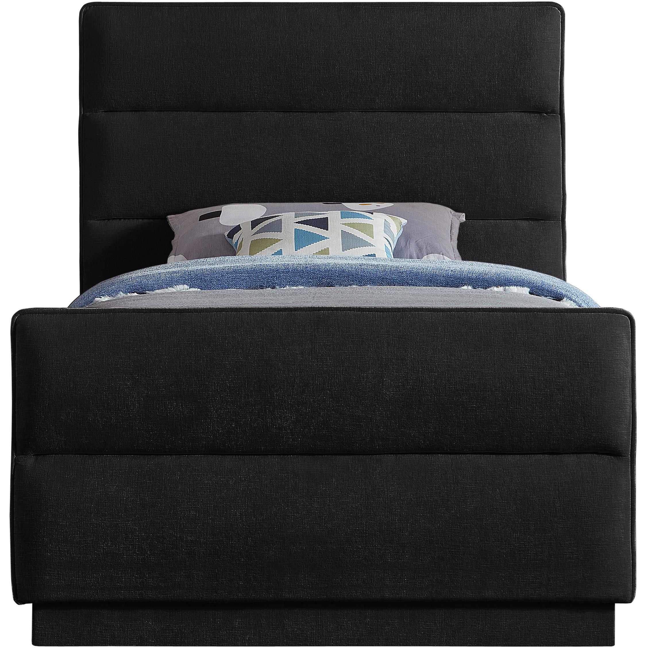 Meridian Paxton Black Chenille Fabric Twin Bed (3 Boxes)
