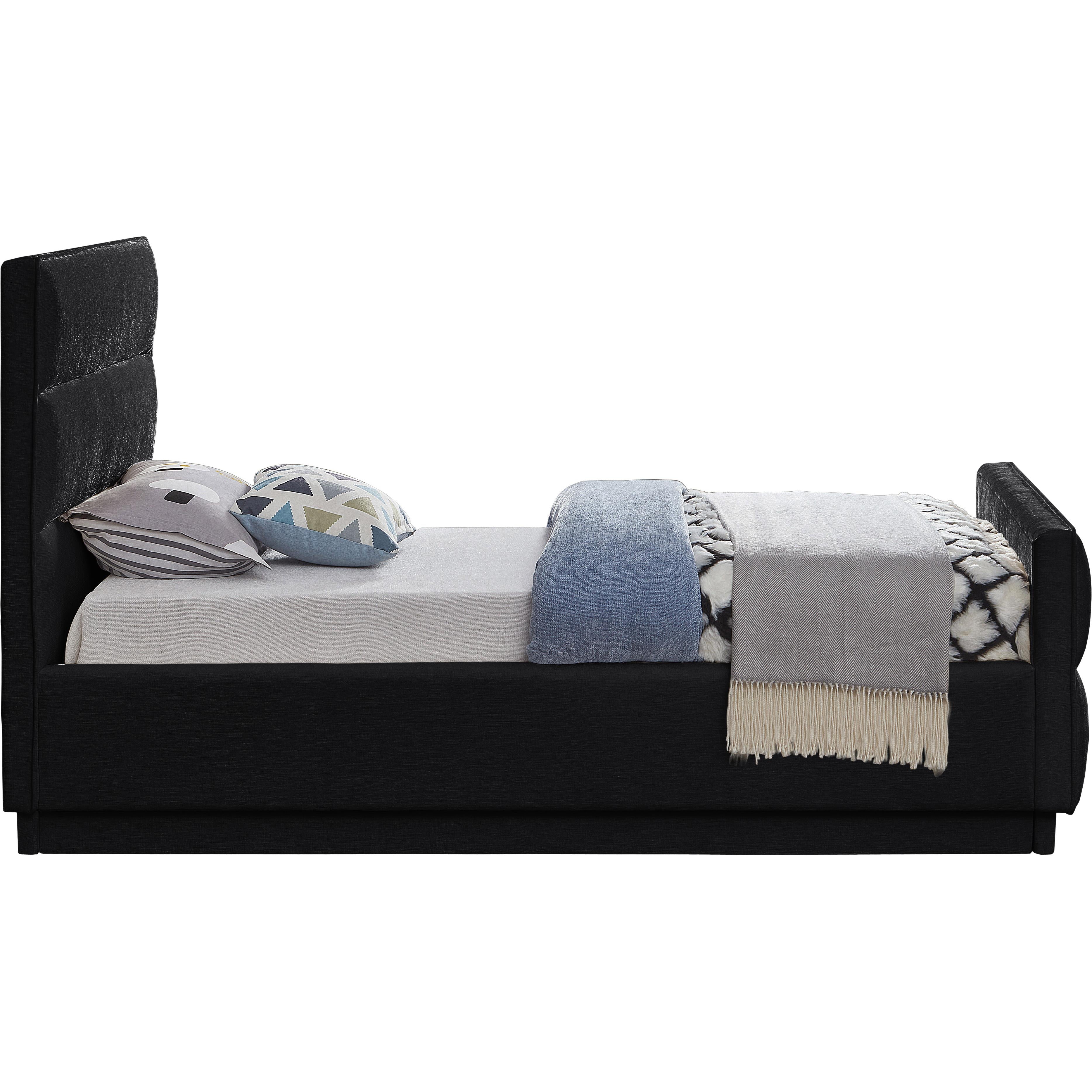 Meridian Paxton Black Chenille Fabric Twin Bed (3 Boxes)