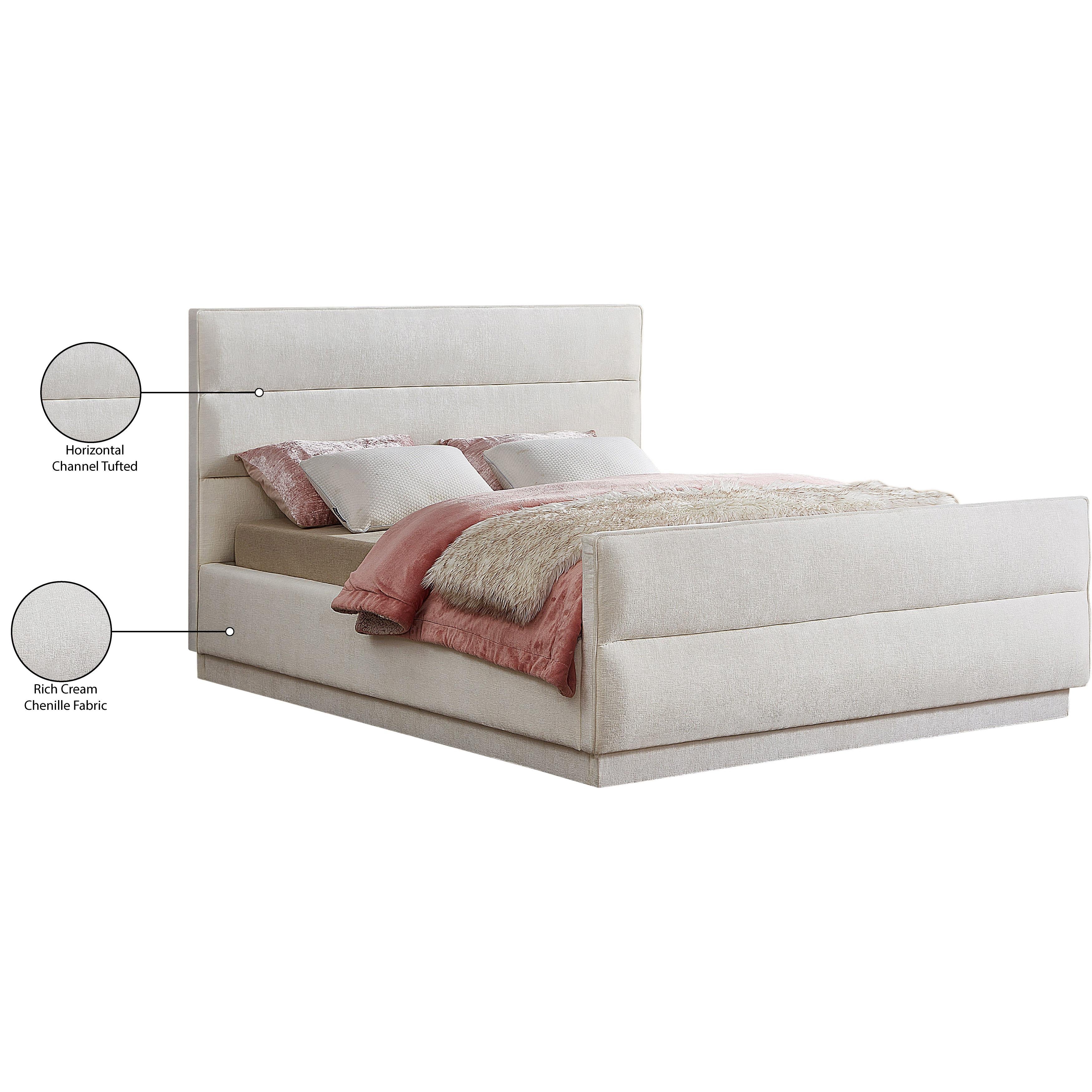 Meridian Paxton Cream Chenille Fabric Full Bed (3 Boxes)