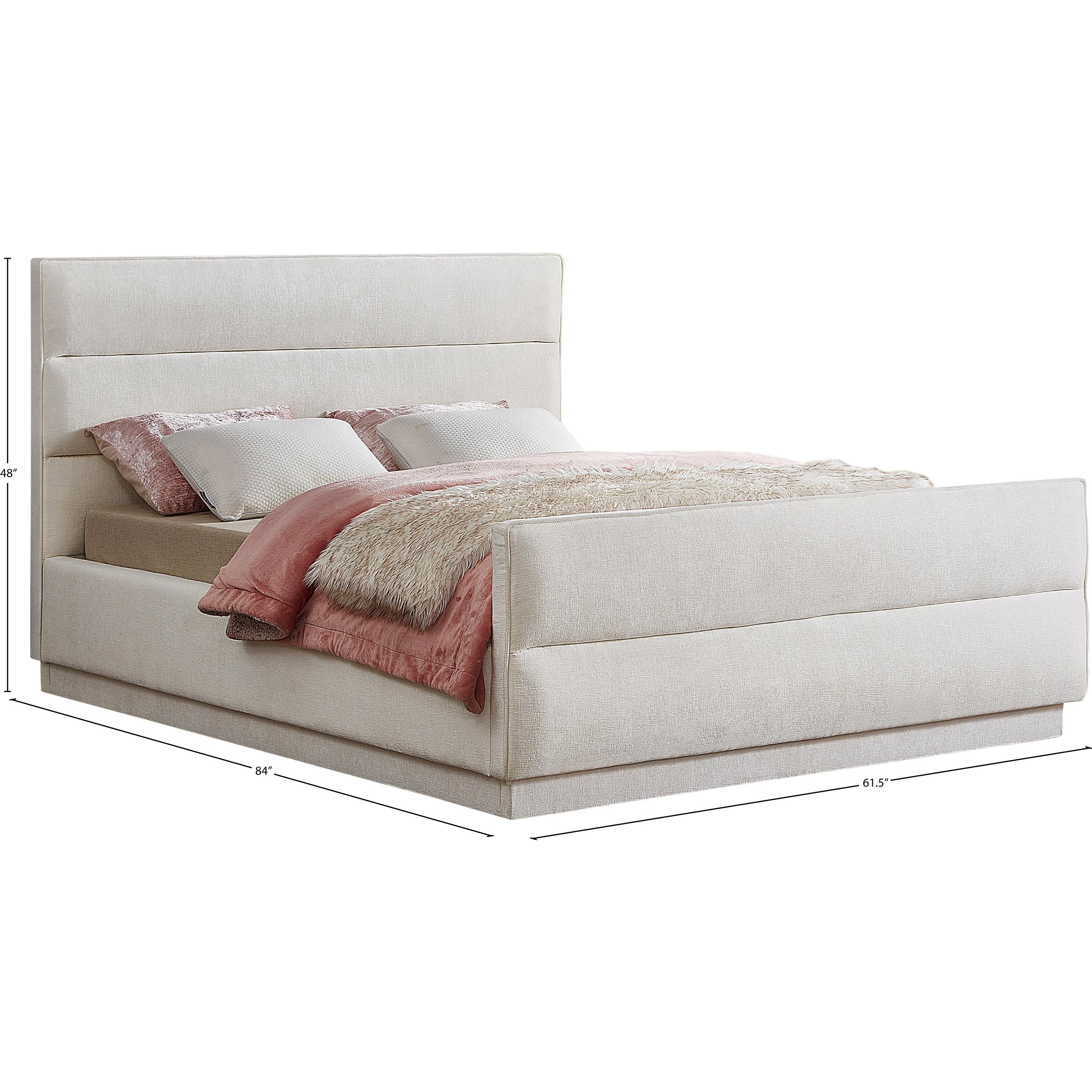 Meridian Paxton Cream Chenille Fabric Full Bed (3 Boxes)