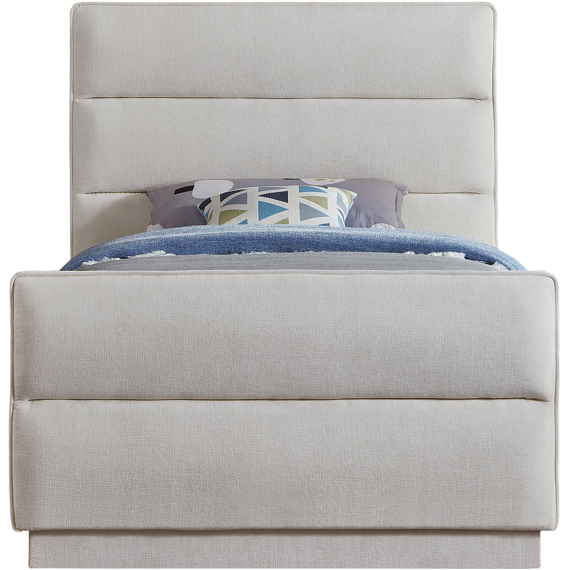 Meridian Paxton Cream Chenille Fabric Twin Bed (3 Boxes)