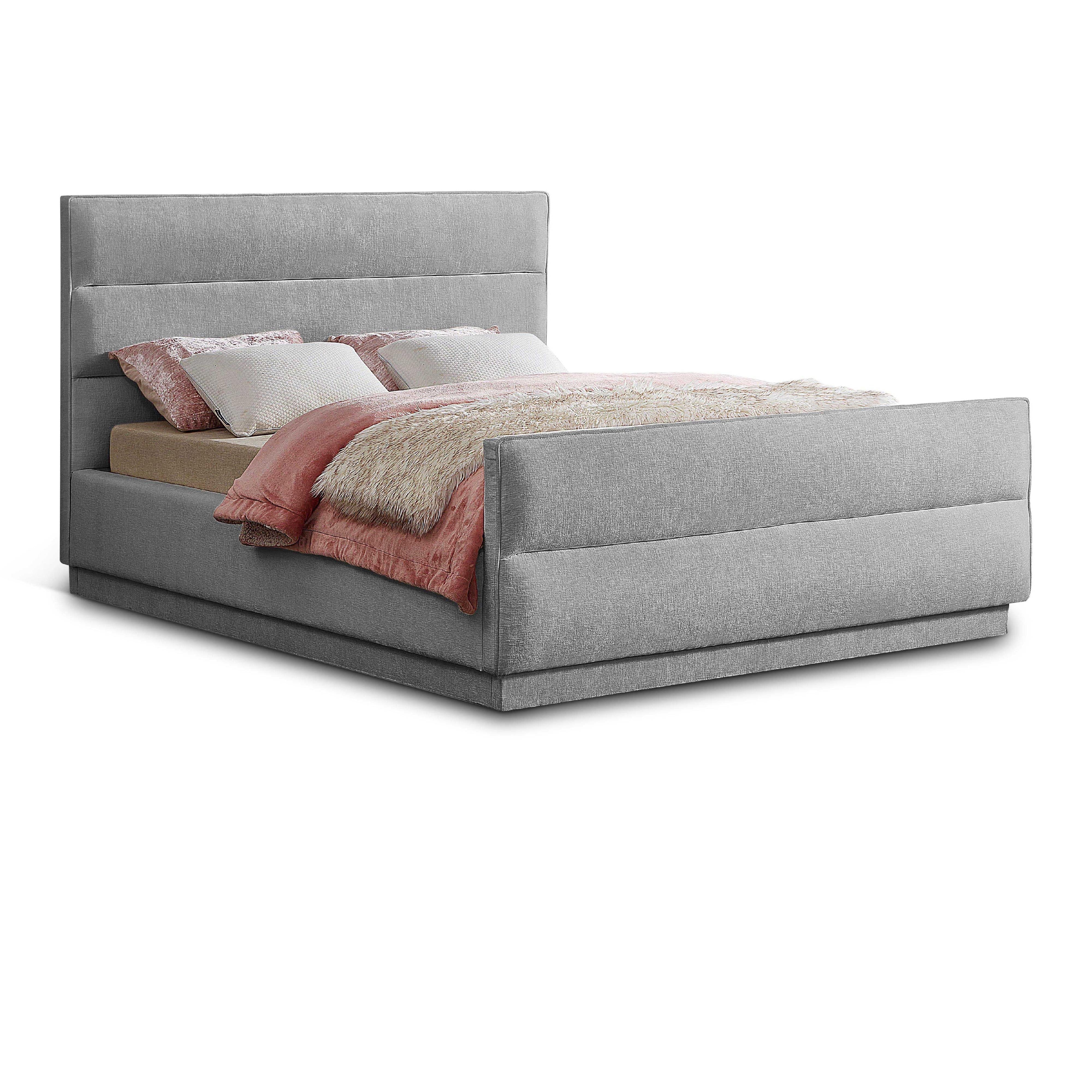 Meridian Paxton Grey Chenille Fabric Full Bed (3 Boxes)