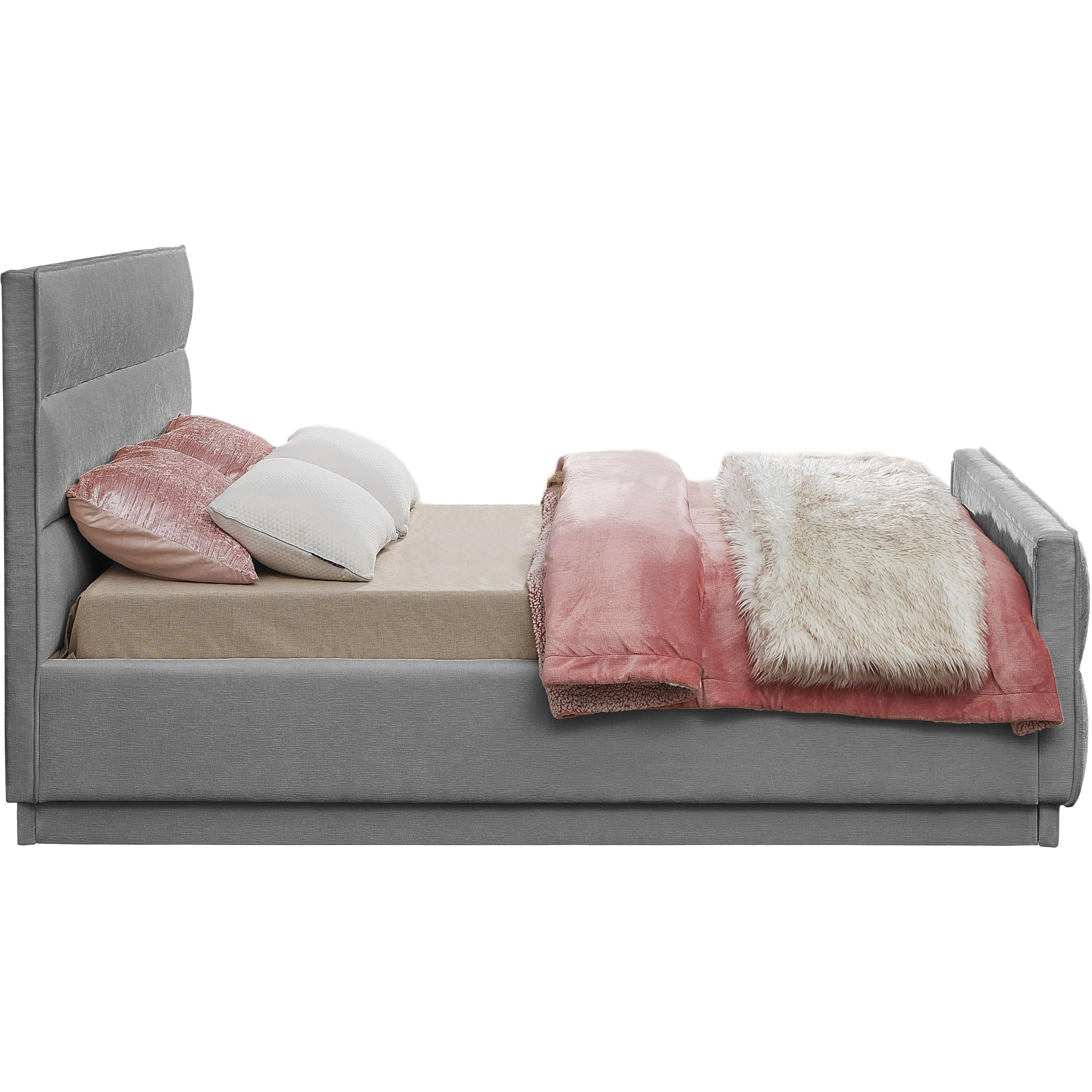 Meridian Paxton Grey Chenille Fabric Queen Bed (3 Boxes)