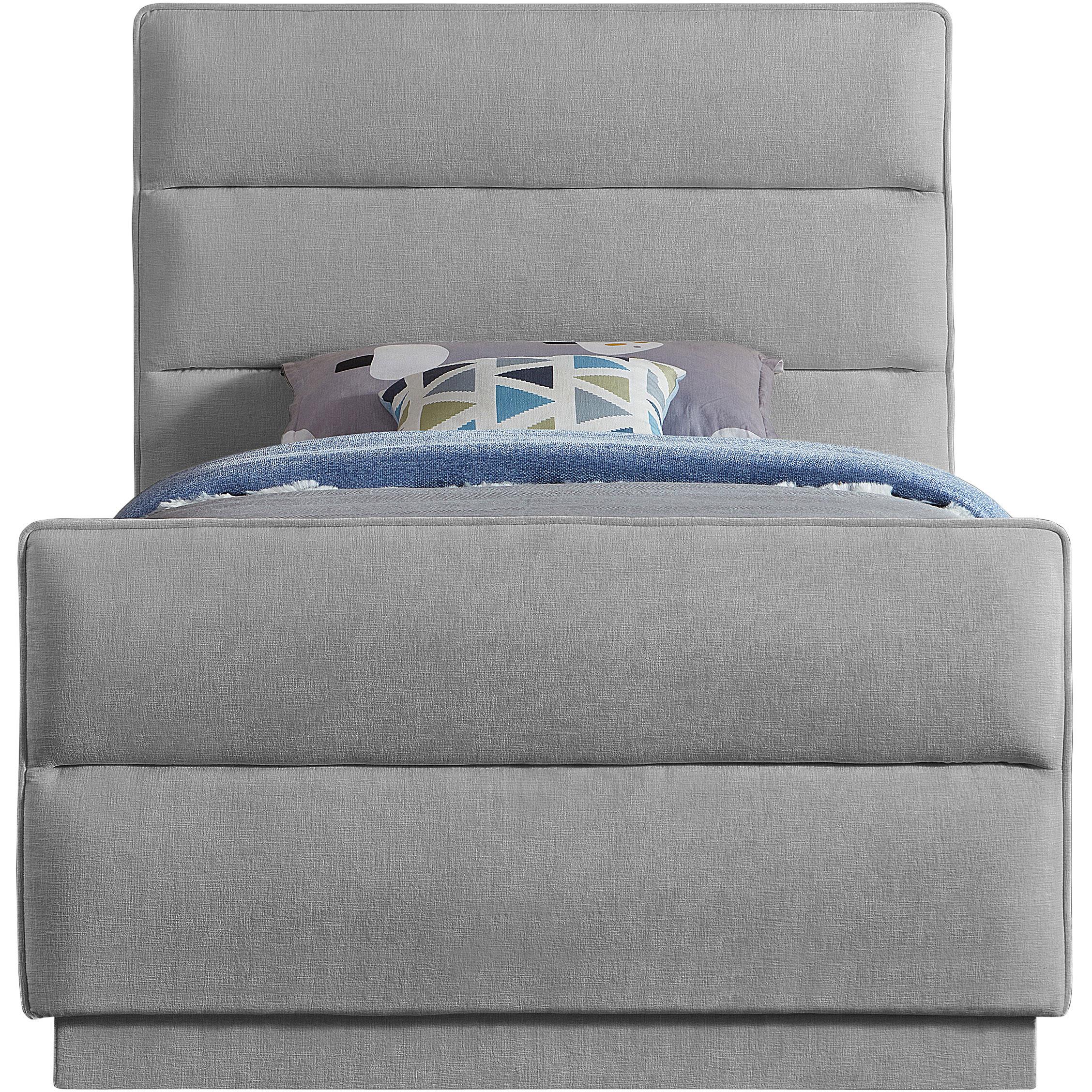 Meridian Paxton Grey Chenille Fabric Twin Bed (3 Boxes)