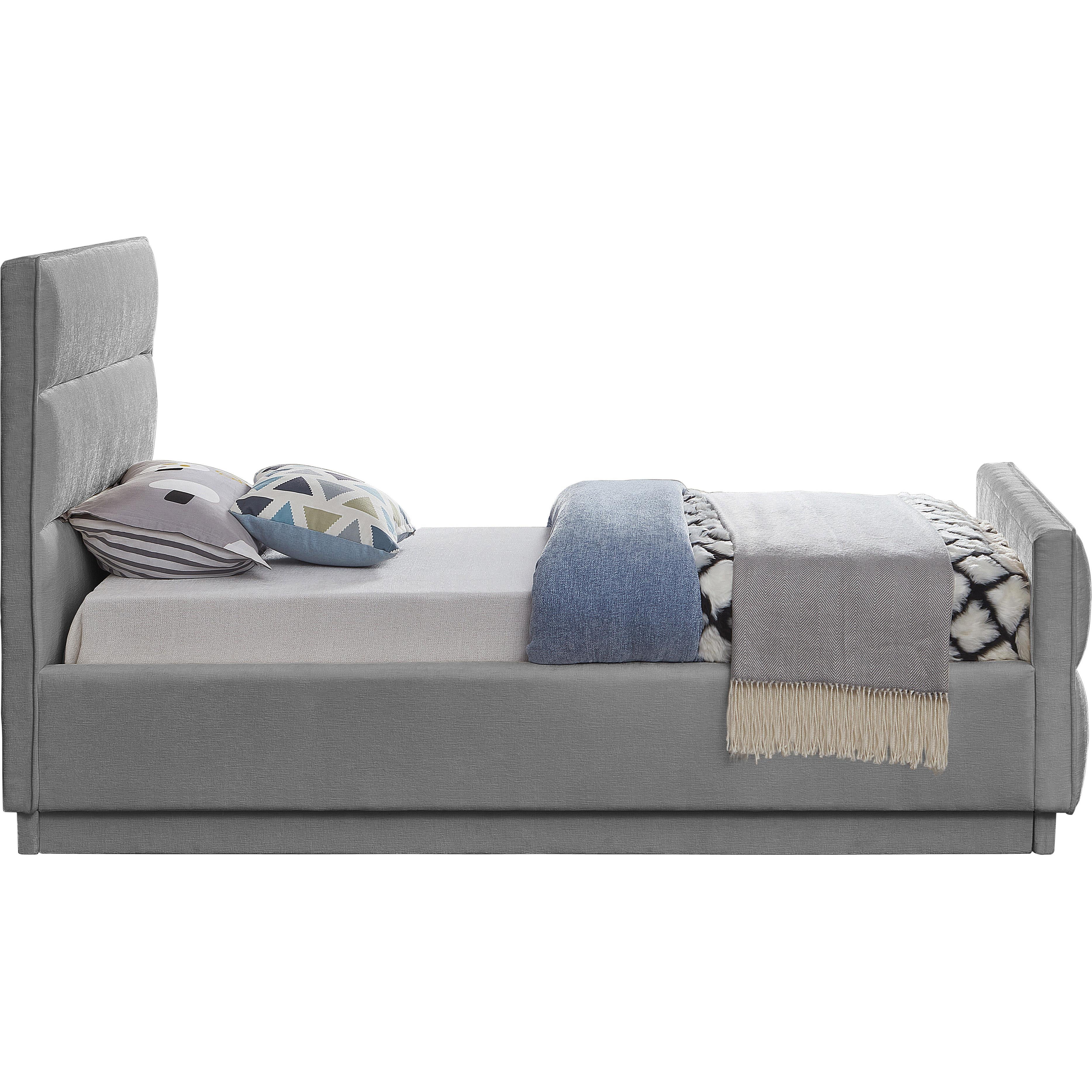Meridian Paxton Grey Chenille Fabric Twin Bed (3 Boxes)