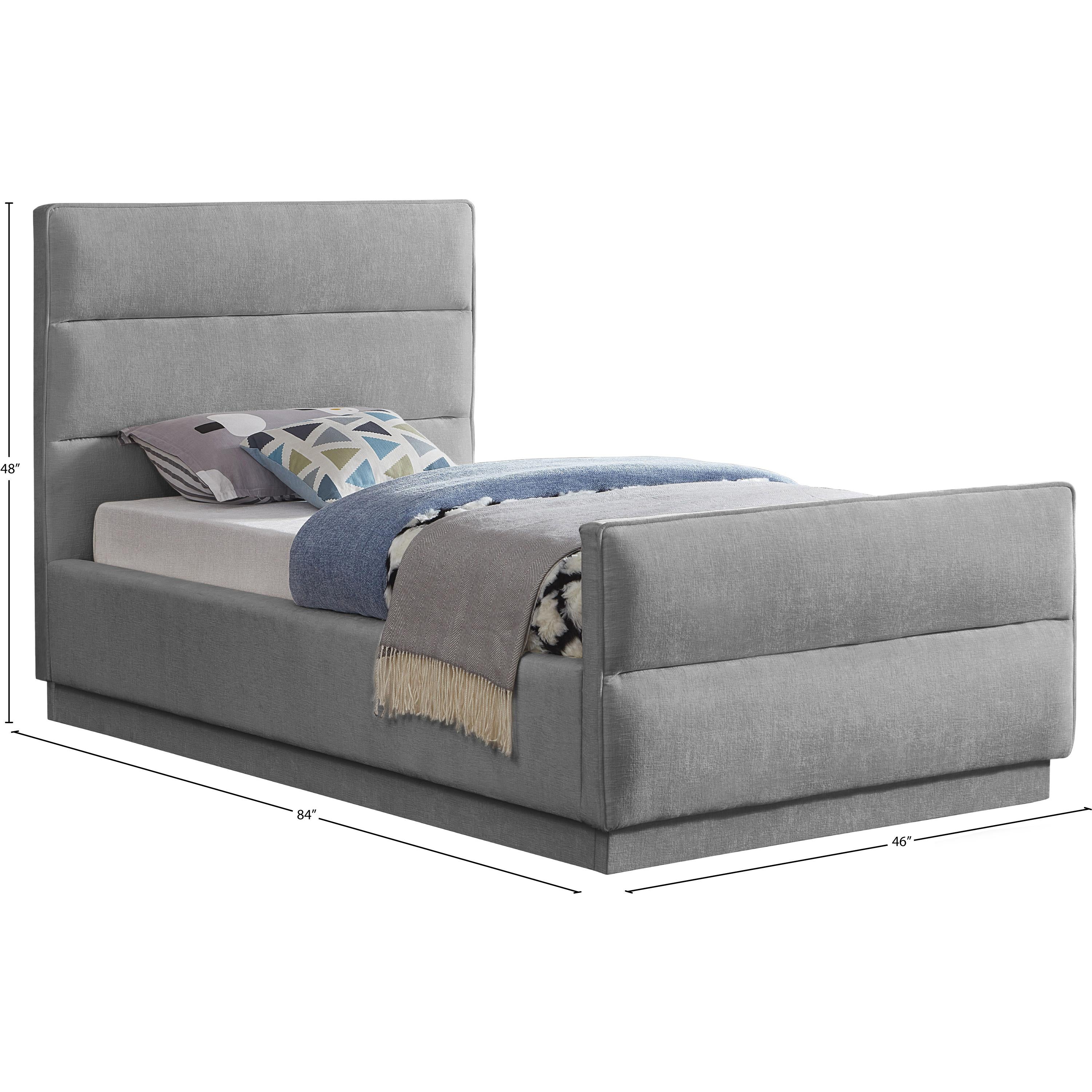 Meridian Paxton Grey Chenille Fabric Twin Bed (3 Boxes)