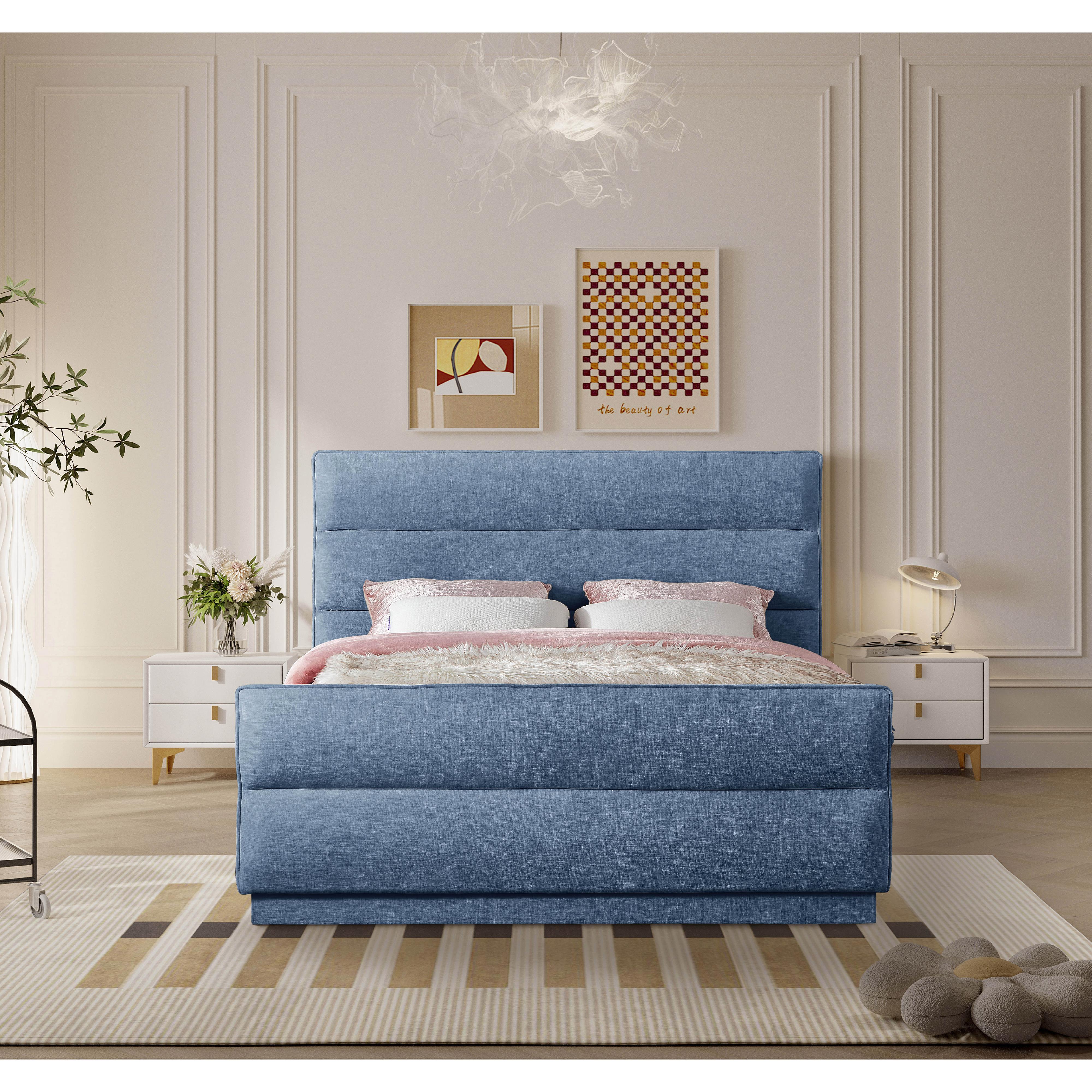 Meridian Paxton Light Blue Chenille Fabric Full Bed (3 Boxes)