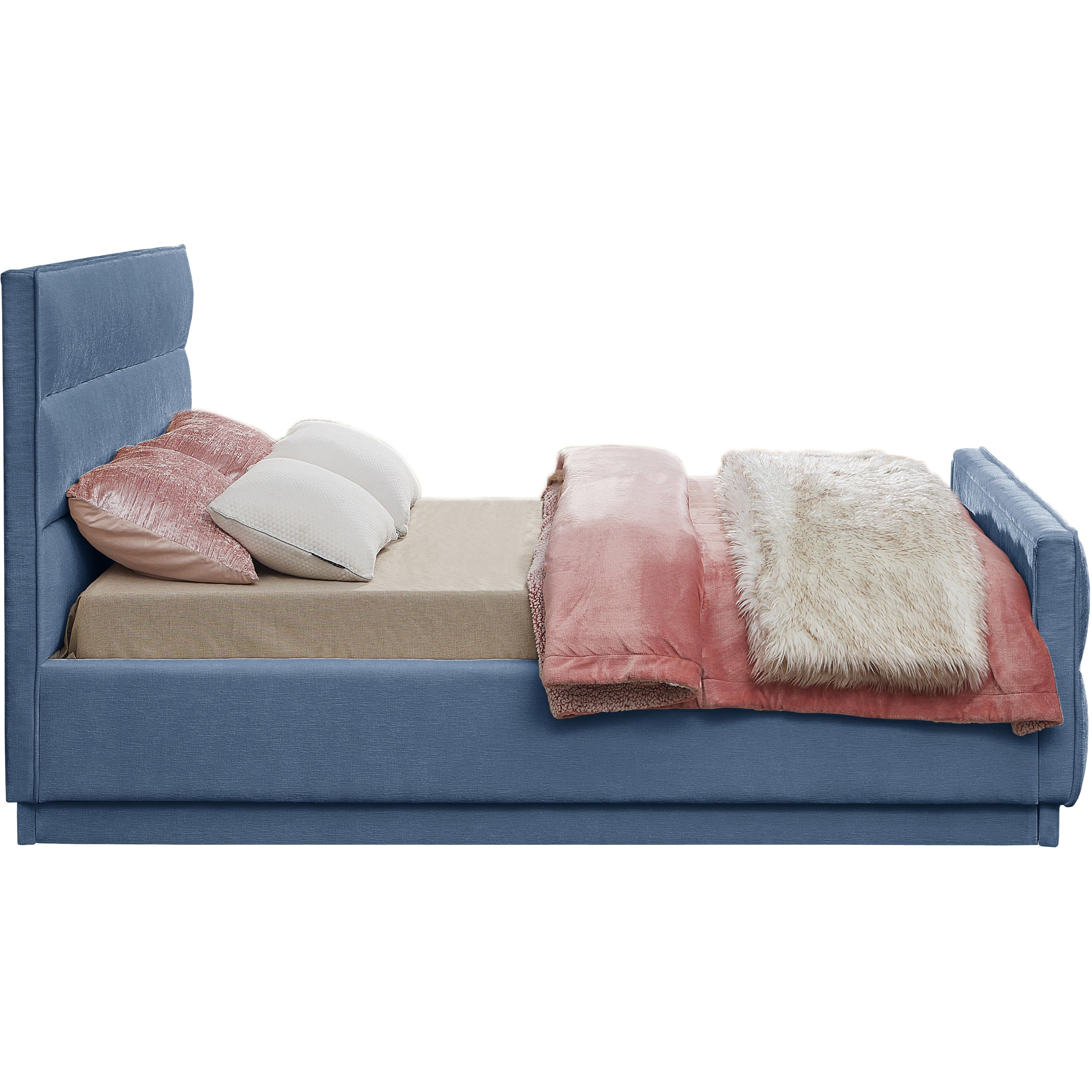 Meridian Paxton Light Blue Chenille Fabric Full Bed (3 Boxes)