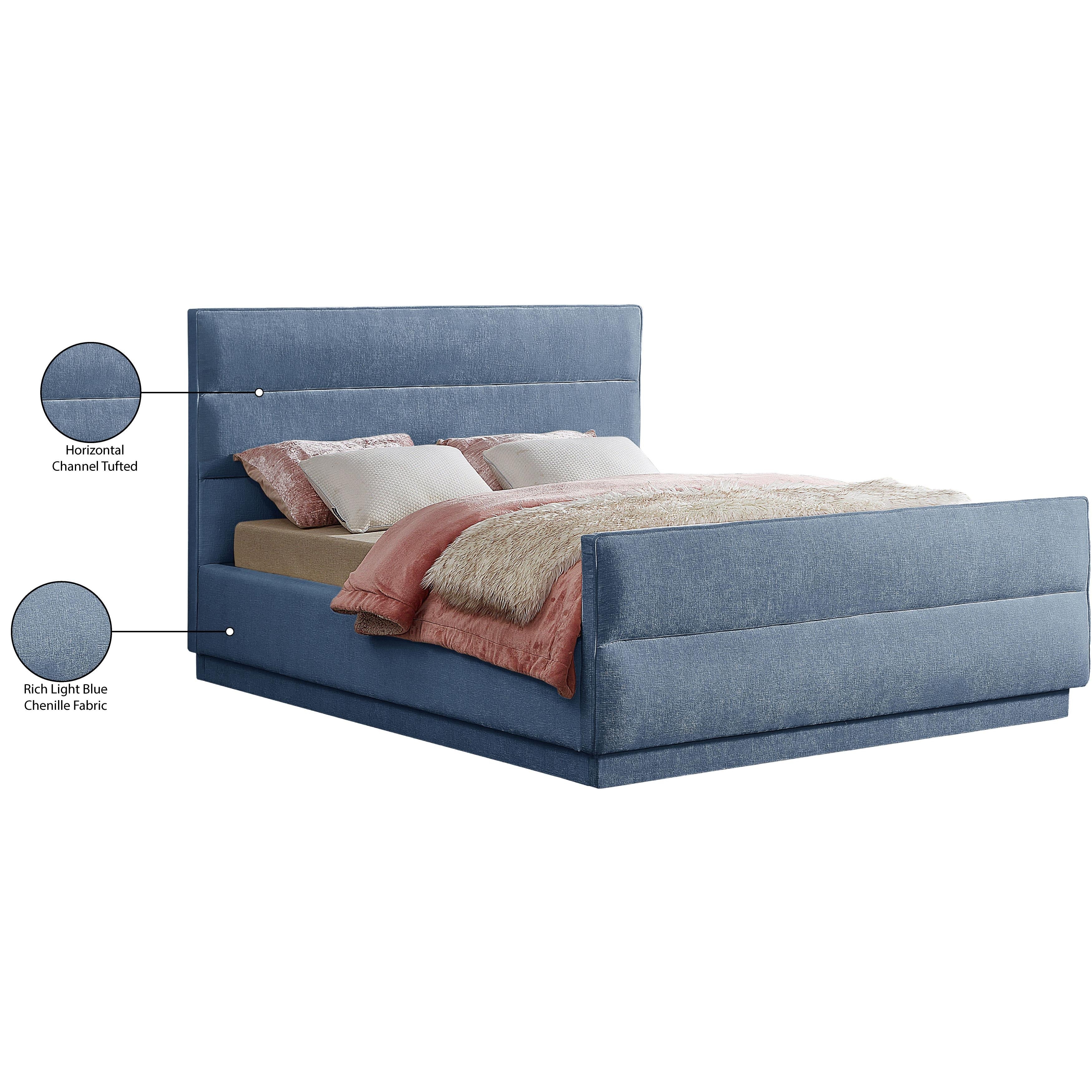 Meridian Paxton Light Blue Chenille Fabric Full Bed (3 Boxes)