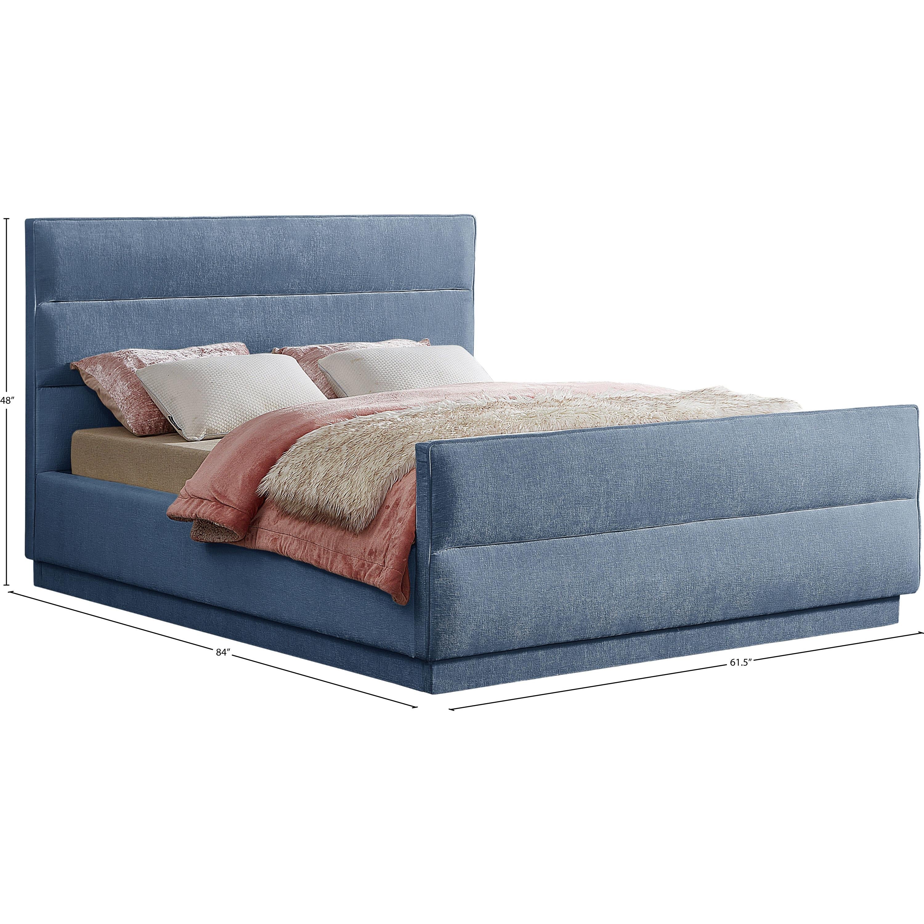 Meridian Paxton Light Blue Chenille Fabric Full Bed (3 Boxes)
