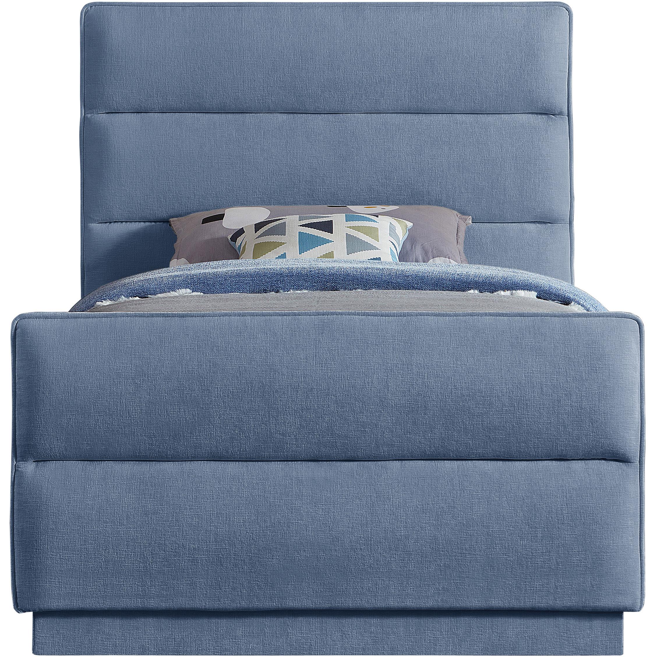 Meridian Paxton Light Blue Chenille Fabric Twin Bed (3 Boxes)