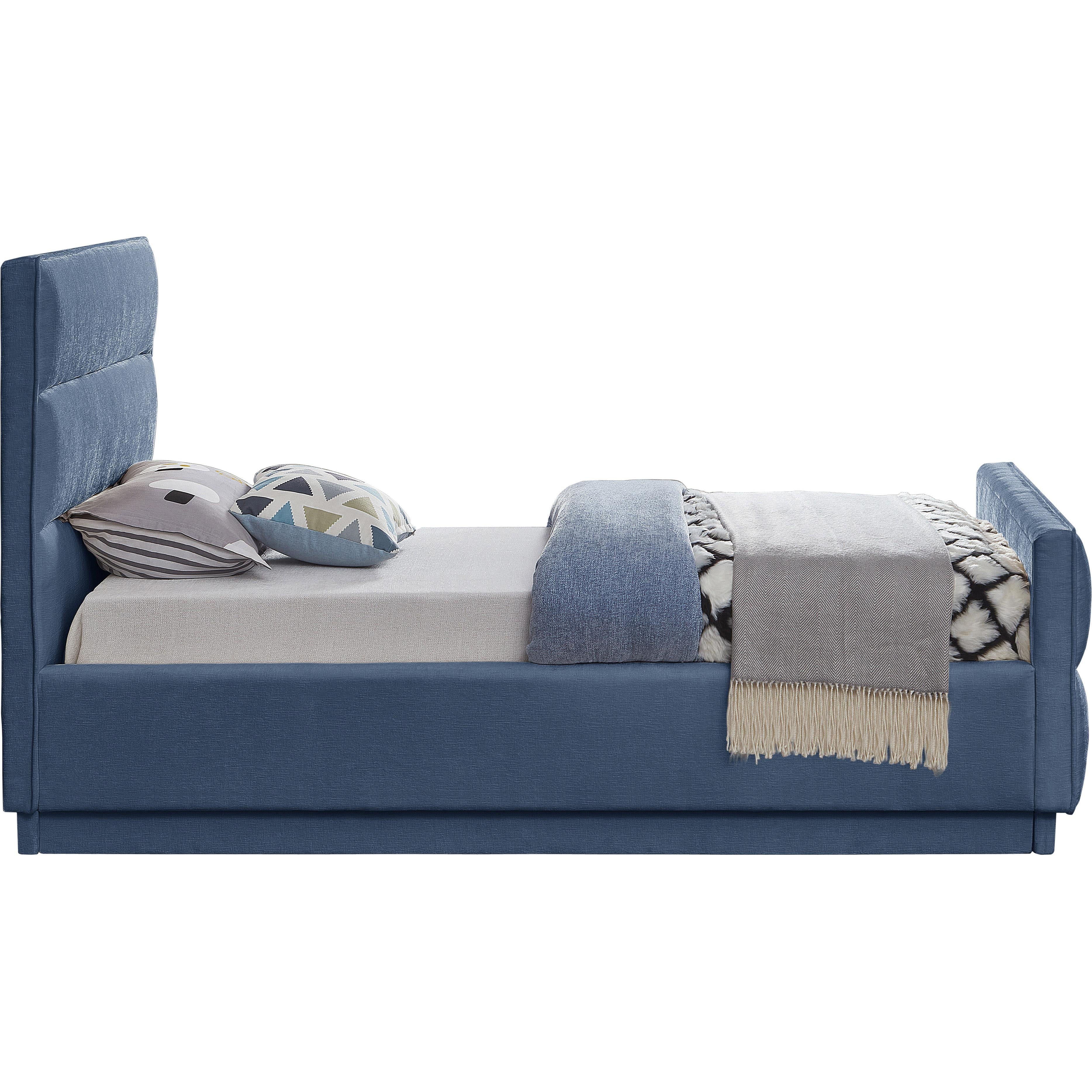 Meridian Paxton Light Blue Chenille Fabric Twin Bed (3 Boxes)