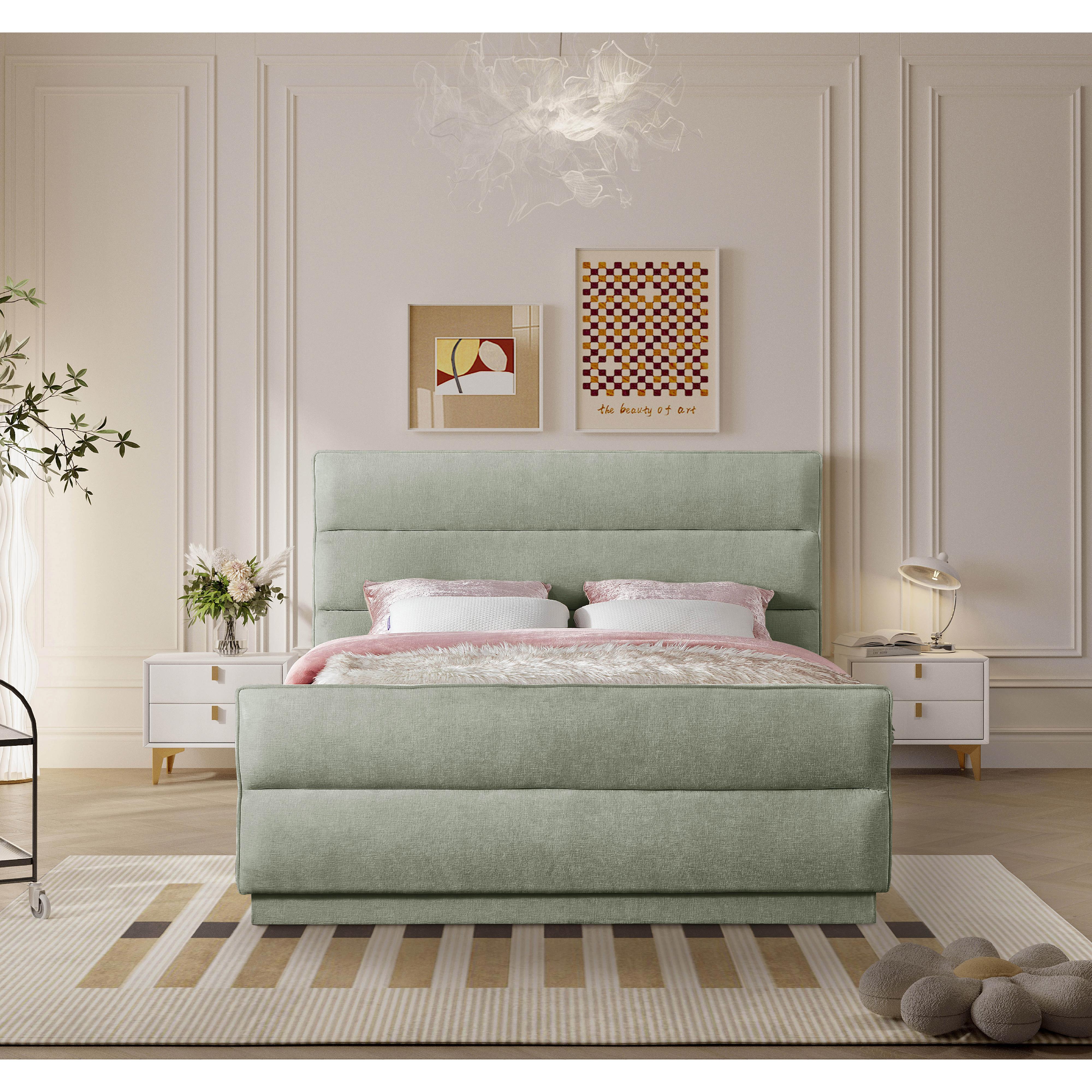 Meridian Paxton Mint Chenille Fabric Full Bed (3 Boxes)