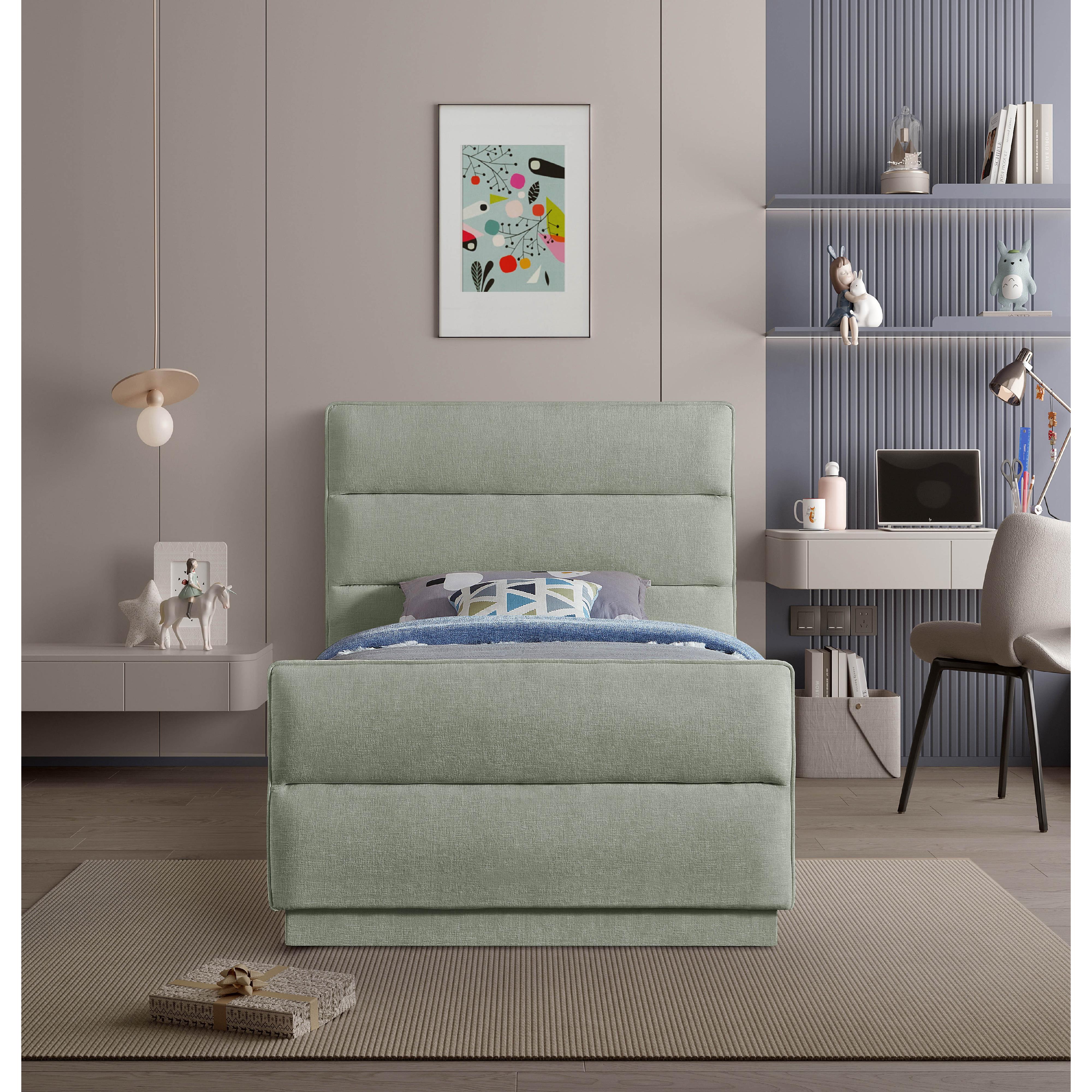 Meridian Paxton Mint Chenille Fabric Twin Bed (3 Boxes)