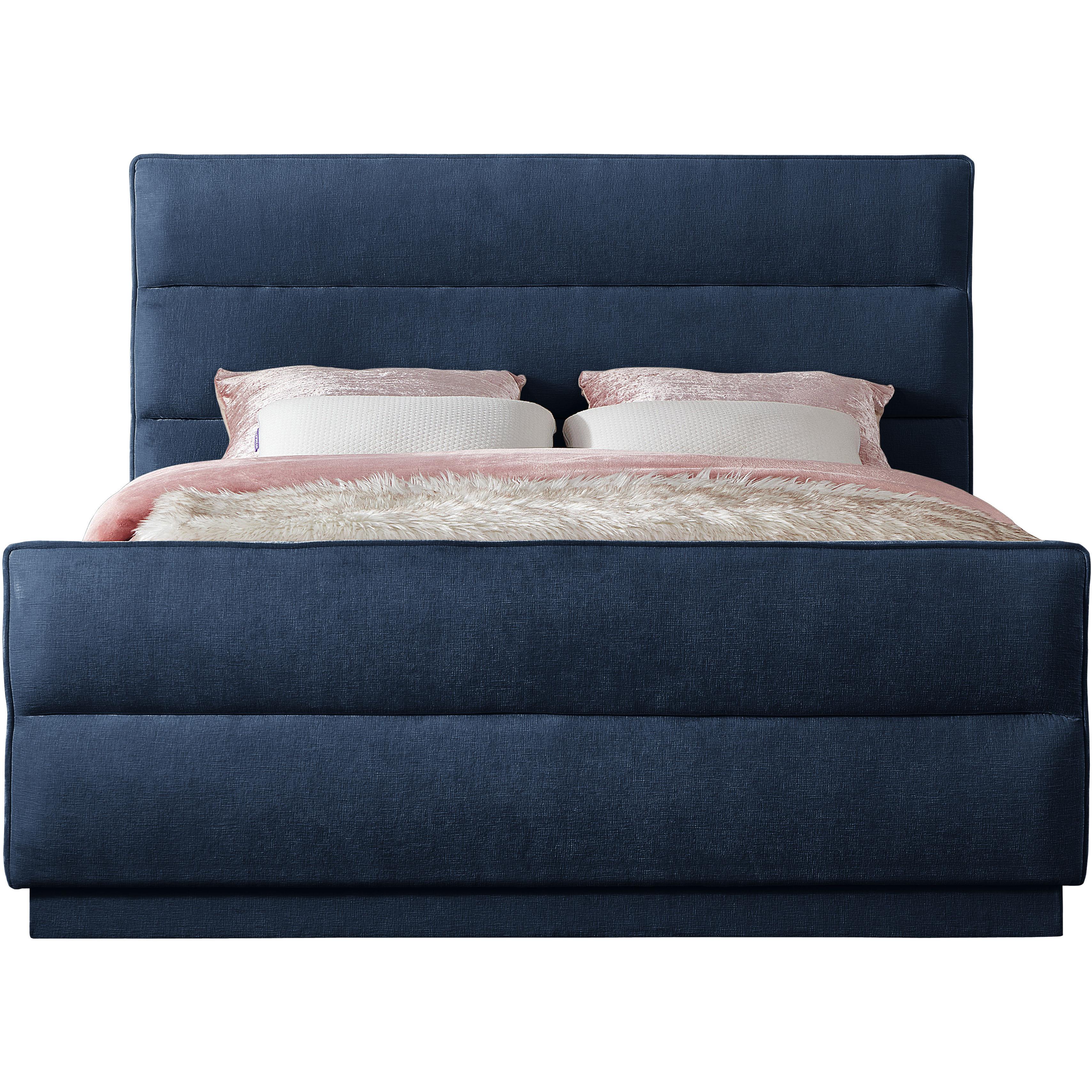 Meridian Paxton Navy Chenille Fabric Full Bed (3 Boxes)