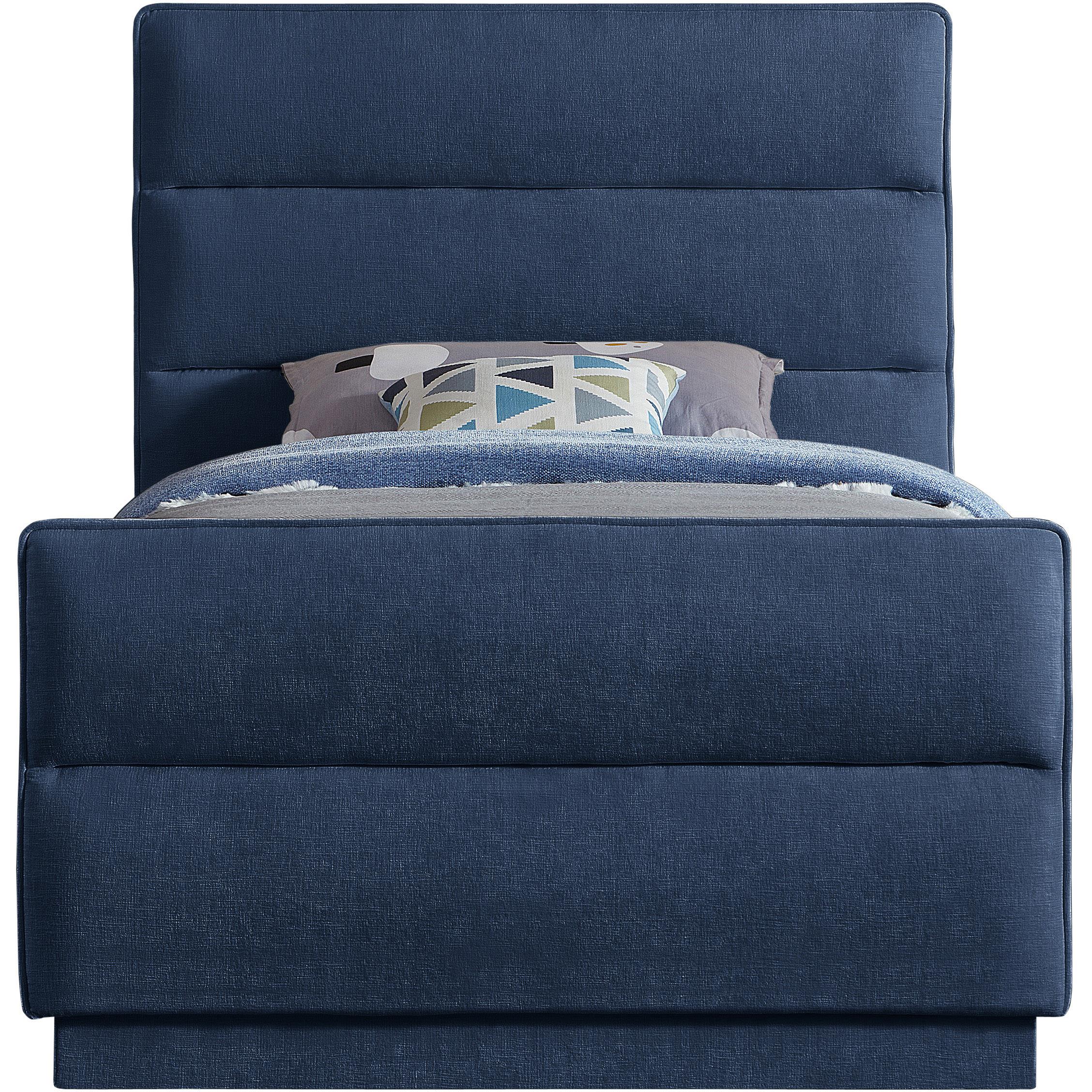 Meridian Paxton Navy Chenille Fabric Twin Bed (3 Boxes)